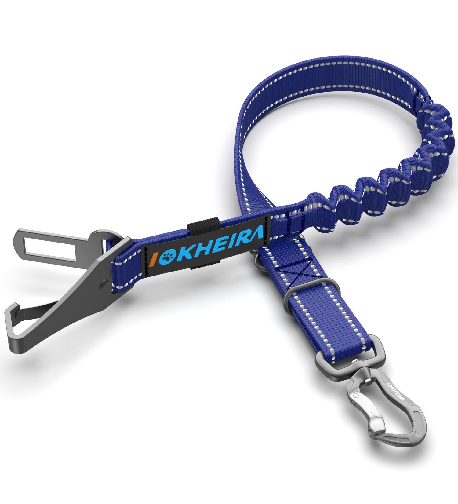 IOKHEIRA Adjustable Dog Seat Belt for Car - Universal Plug & Locking Bar - Ocean Blue - Safe Travel for Dogs - Buy Online on GoSupps.com