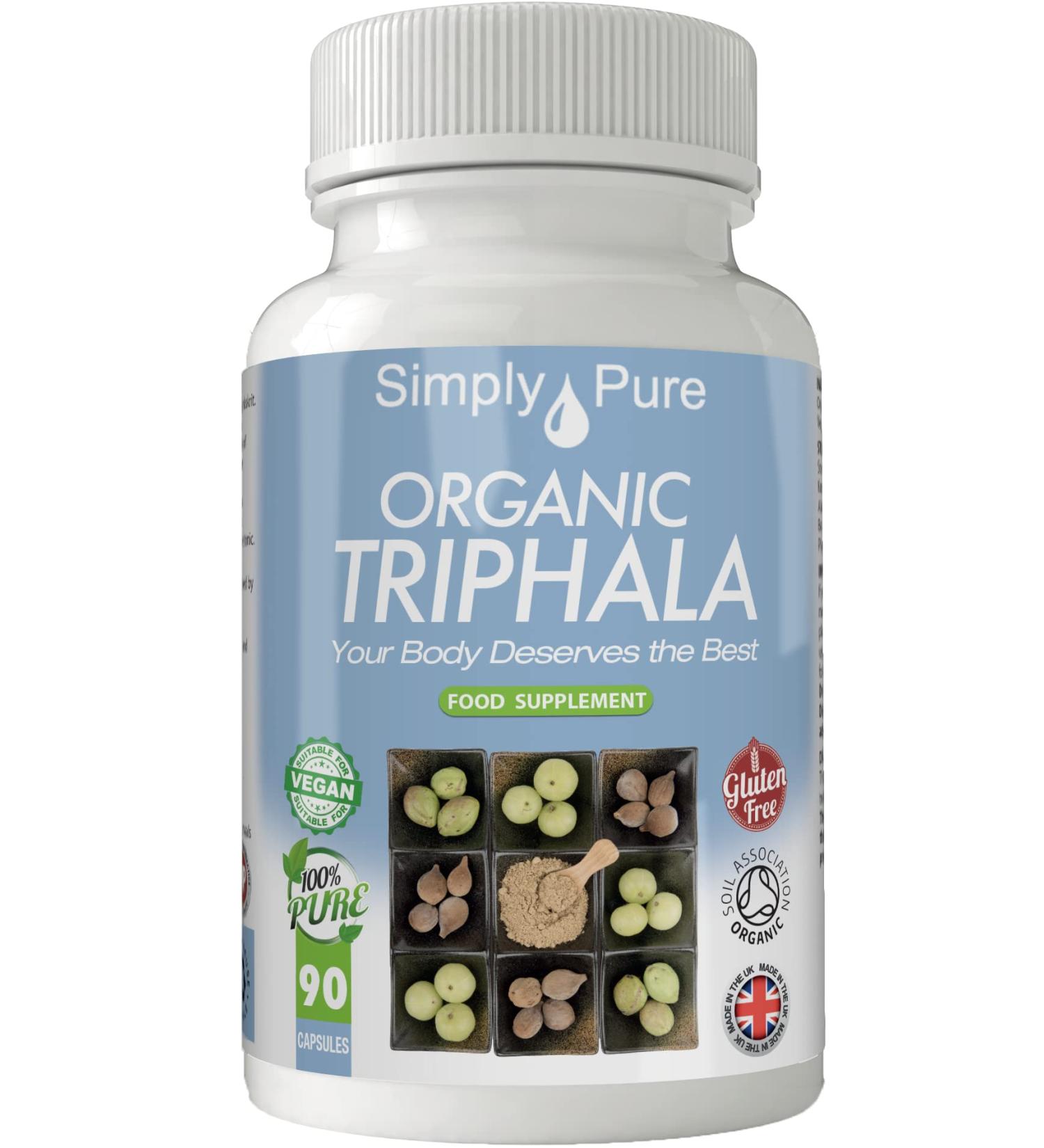 Organic Vegan Triphala Capsules x 90 | 100% Natural | Soil Association Certified | Gluten & GM Free - Buy Online on GoSupps.com