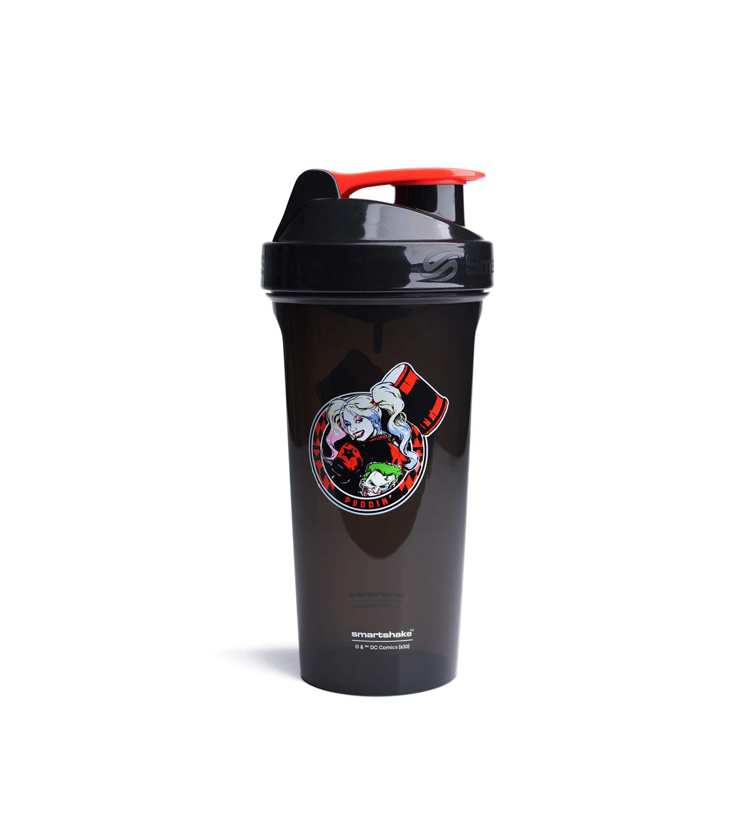 Smartshake Lite Justice League Harley Quinn Protein Shaker bottle 800ml of leakage -proof BPA free - Harley quinn gifts women gym shaker drinking bottle for protein shakes + protein powder