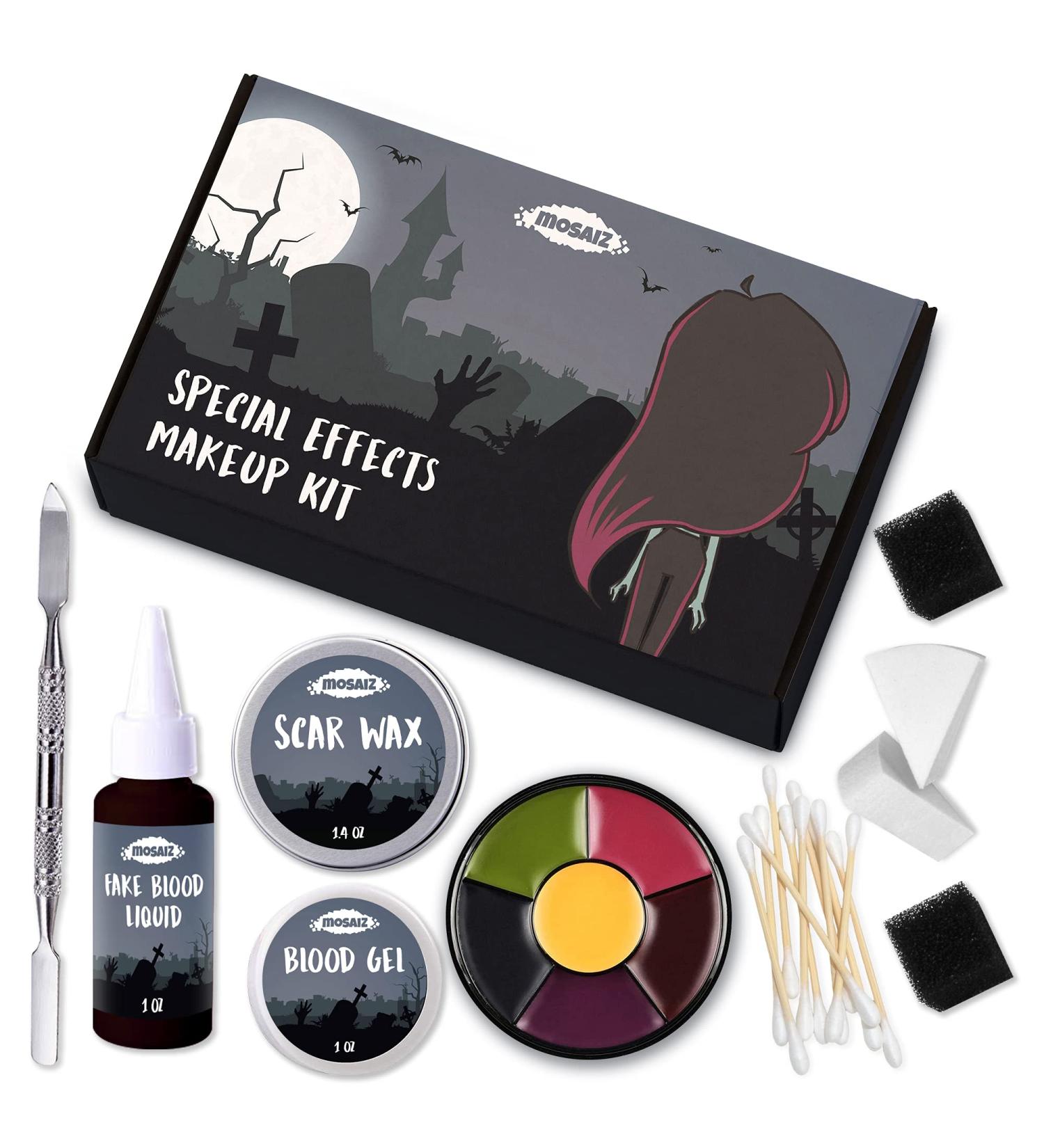 Buy SFX Makeup Kit - Complete Special Effects Makeup with Fake Blood Scar Wax & Sponges for Ultimate Zombie Looks - Buy Online on GoSupps.com