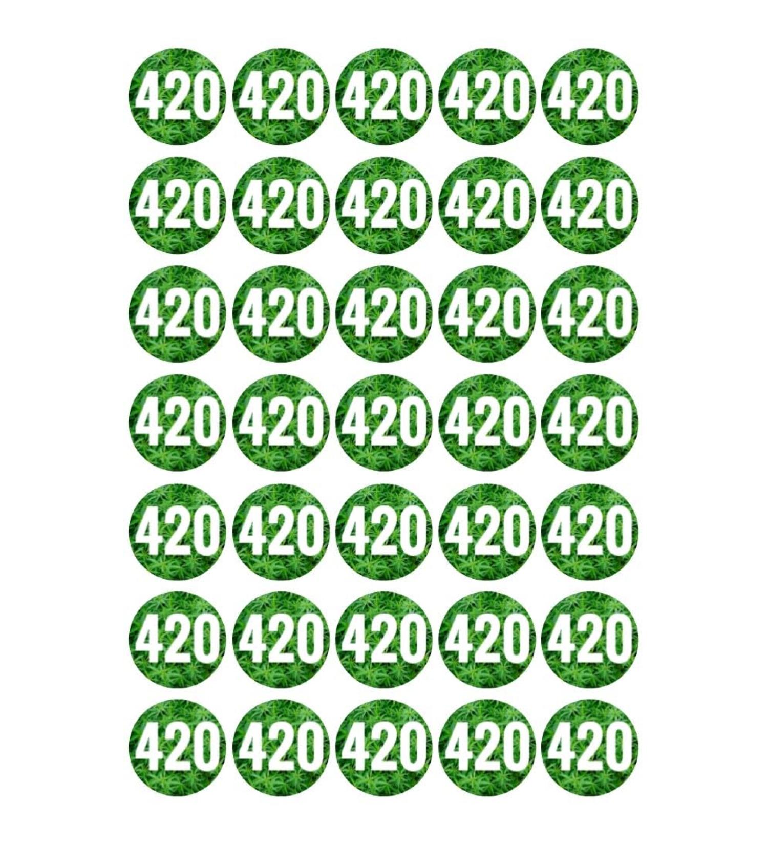 35 x 420 Weed Leaves Edible Wafer or Icing Cupcake Topper Fun Stoner Party Cake Decorations Perfect For Brownies Cookies Muffins & More! (Edible Wafer Card)