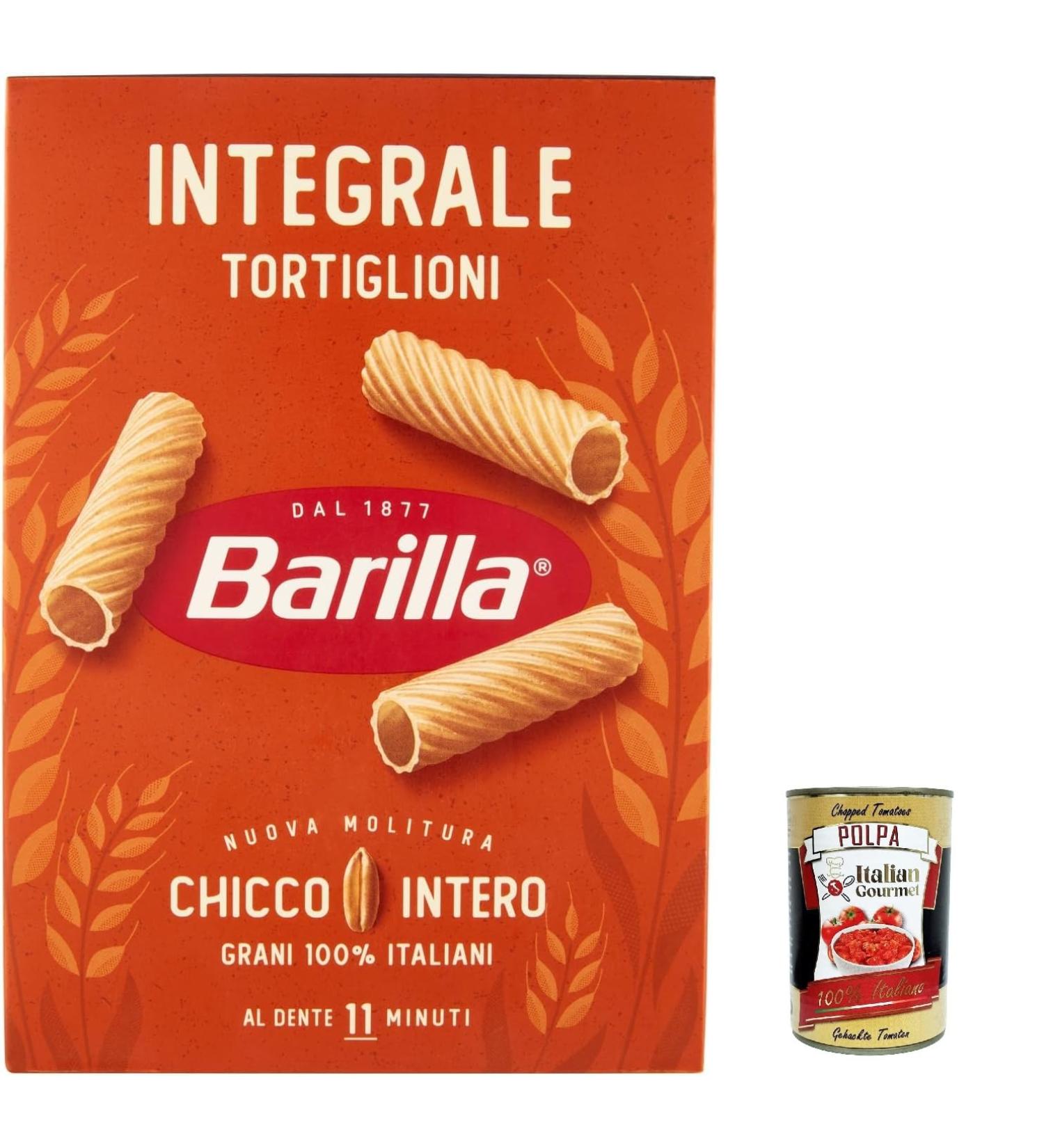  Italian Gourmet E.R. Pack of 5 Barilla Tortiglioni Integrali whole wheat pasta - Italian noodles - 500g - Gourmet Italian Polpa - 400g - Buy Online on GoSupps.com