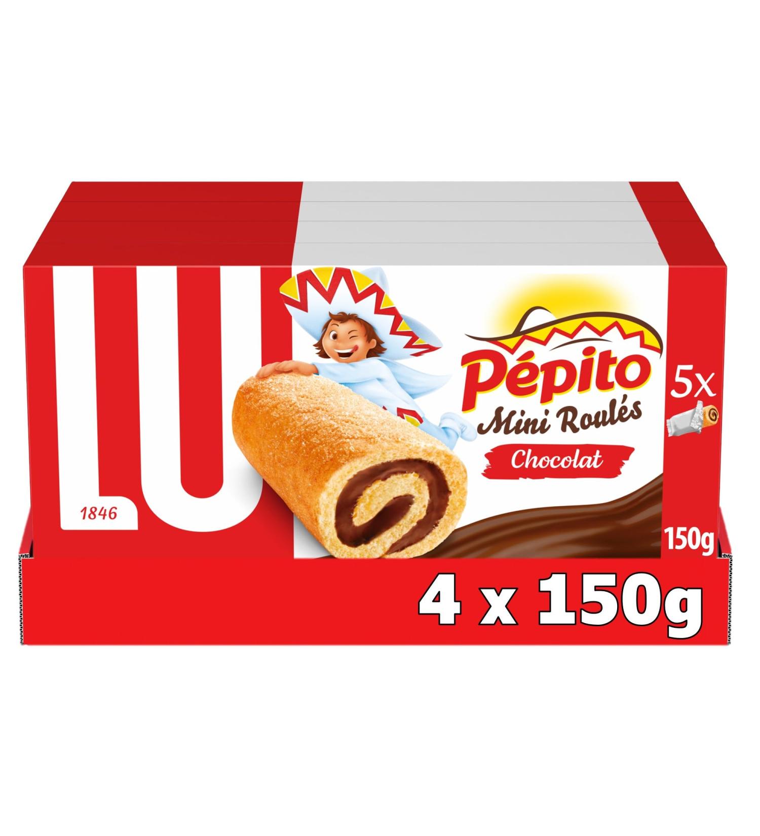 LU PEPITO - 4 Bo tes de 5 Sachets de P pito Mini Roul s au Chocolat - G teaux Moelleux et Chocolat - Pack Familial Format Emporter - Id al pour le Go ter - Fabriqu en France - Lot de 4x150g Mini Roul s Petit Format - Buy Online on GoSupps.com