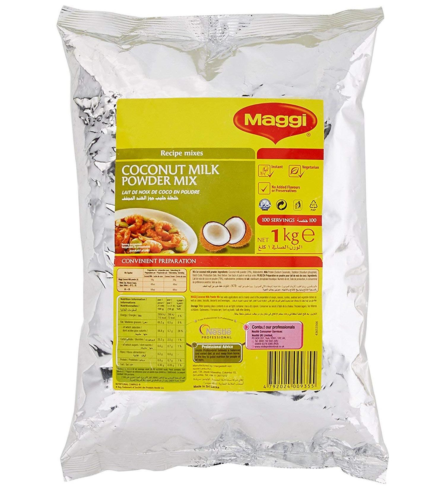 Maggi Sri Lankan Coconut Milk Powder Mix - Free from Gluten Artificial Colours Preservatives and Flavours for Curry Dishes & Coconut Rice Puddings - 1kg Bag - Buy Online on GoSupps.com