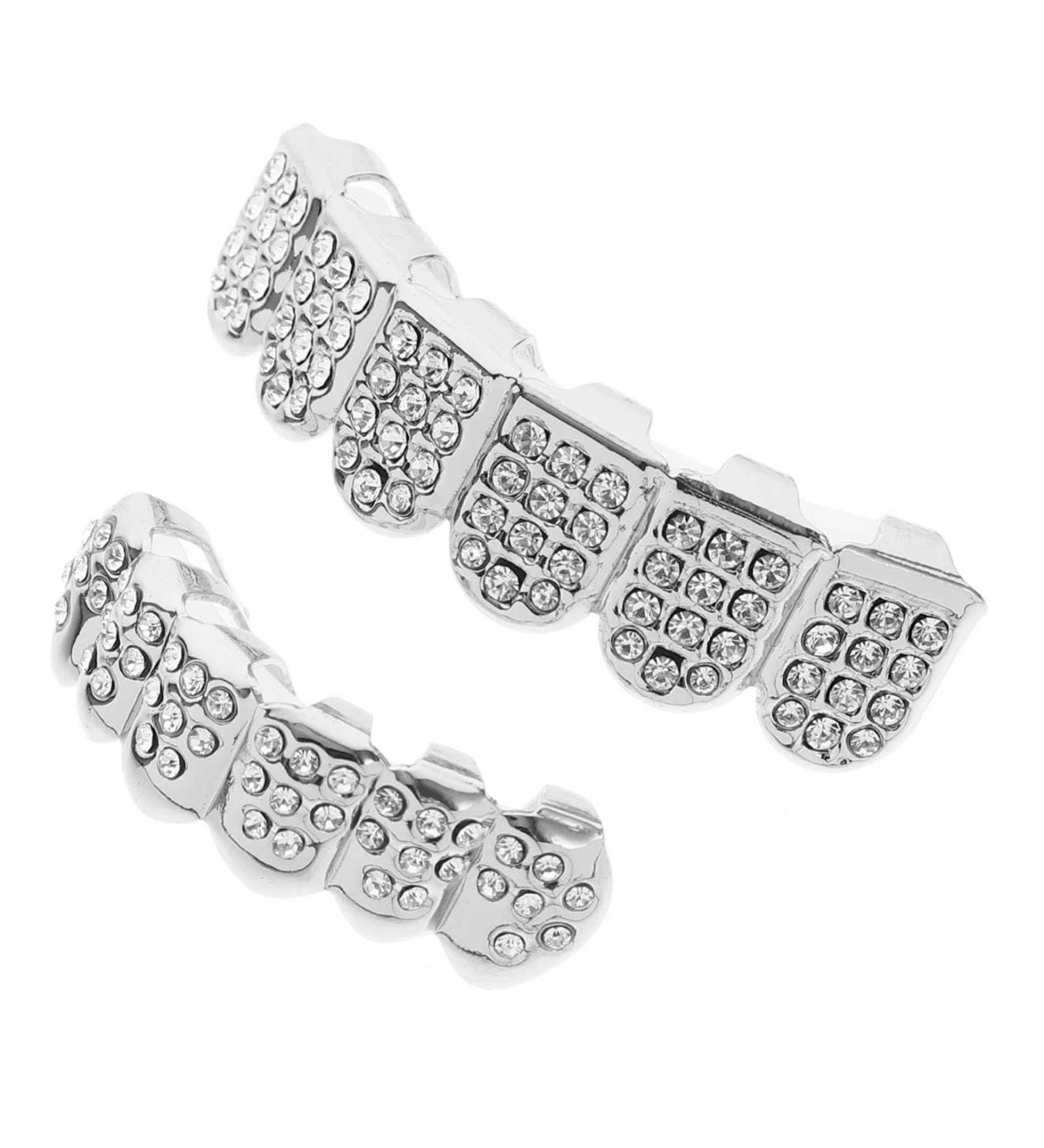 Gleavi Gold Vampire Teeth Grille - Creepy False Zone Insertions Upper & Lower Devil Grill Cosplay - Polished Copper Czech Drill - 5x2x1cm - Buy Online on GoSupps.com