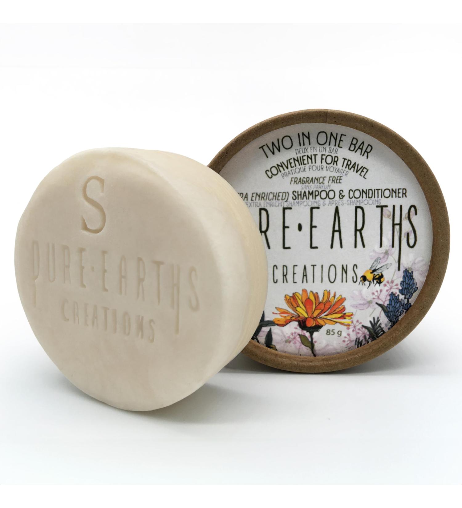 Pure Earths Creations Two In One Shampoo & Conditioner Bar (Fragrance Free - With Travel Case) Fragrance Free (With Travel Case) - Buy Online on GoSupps.com