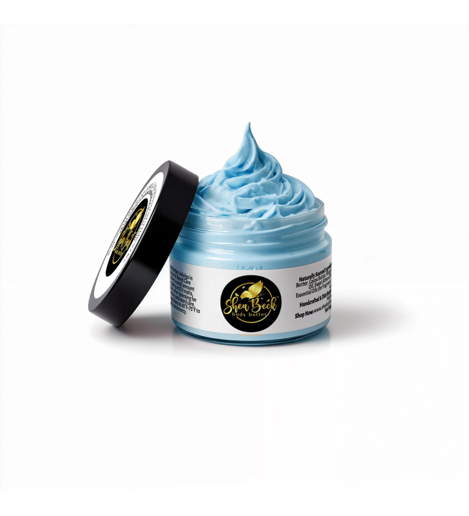 Shea Beck Body Butter Pure & Natural Whipped Body Butter with Shea Cocoa & Mango Butters + Jojoba Avocado & Sweet Almond Oils | Skin & Beard Care (Blue Musk) - Buy Online on GoSupps.com