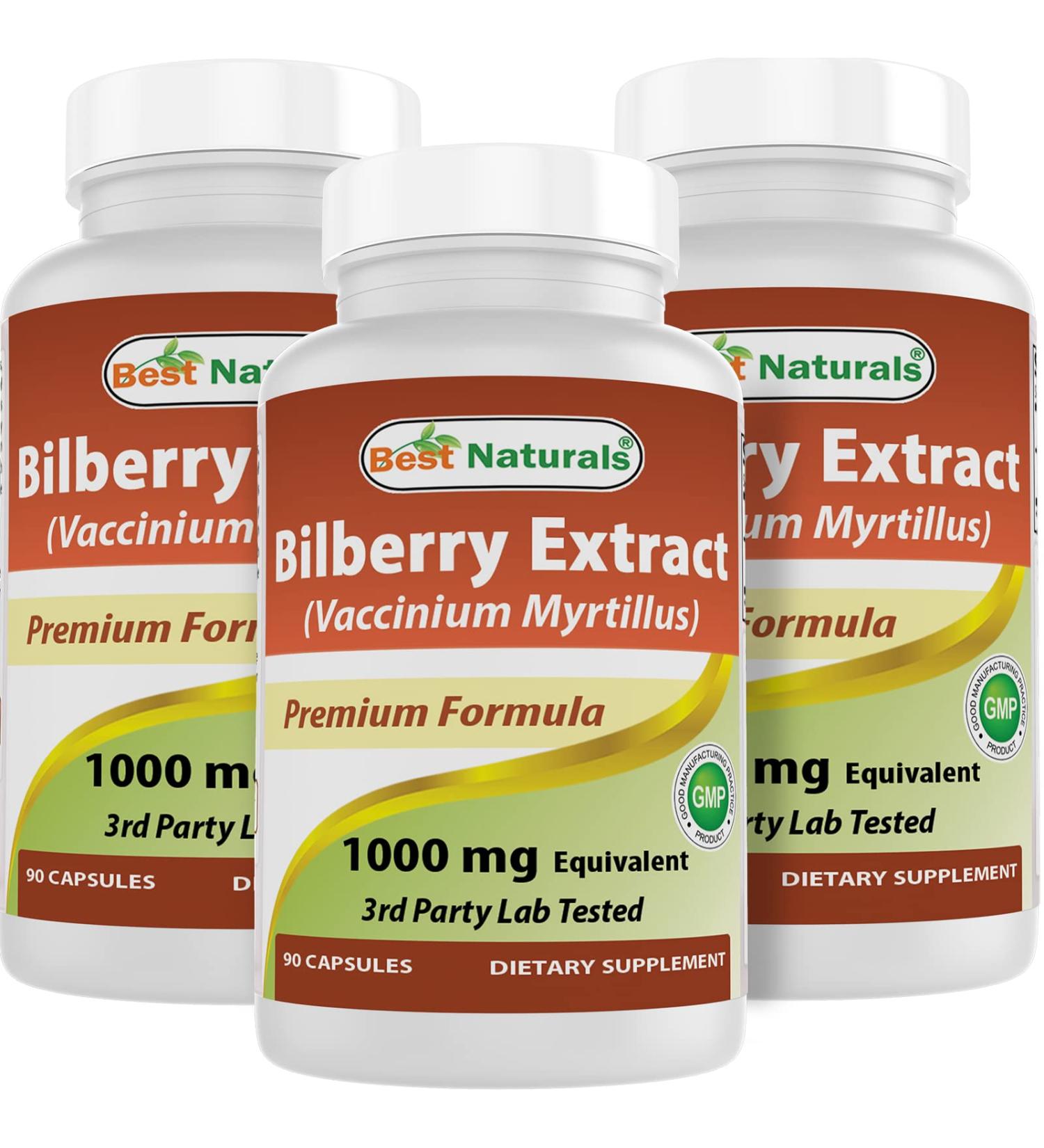 Buy Best Naturals Bilberry 1000 Mg - 90 Capsules (Pack of 3) for Eye Health | Fast International Shipping - Buy Online on GoSupps.com