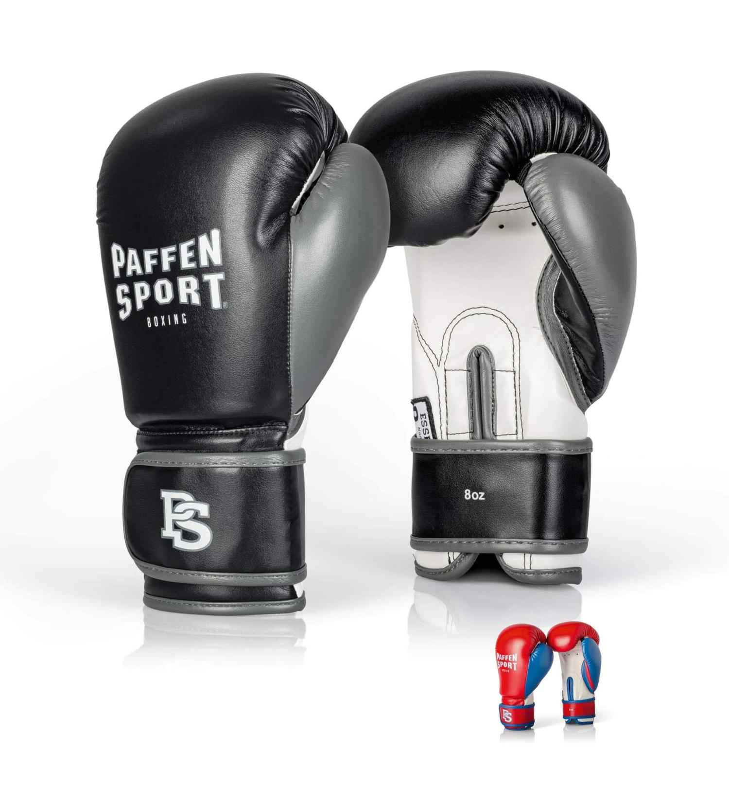 Kids Boxing Gloves - Paffen Sport 10oz for Training in Boxing Kickboxing Muay Thai & K1 - Black/White/Gray - Buy Online on GoSupps.com