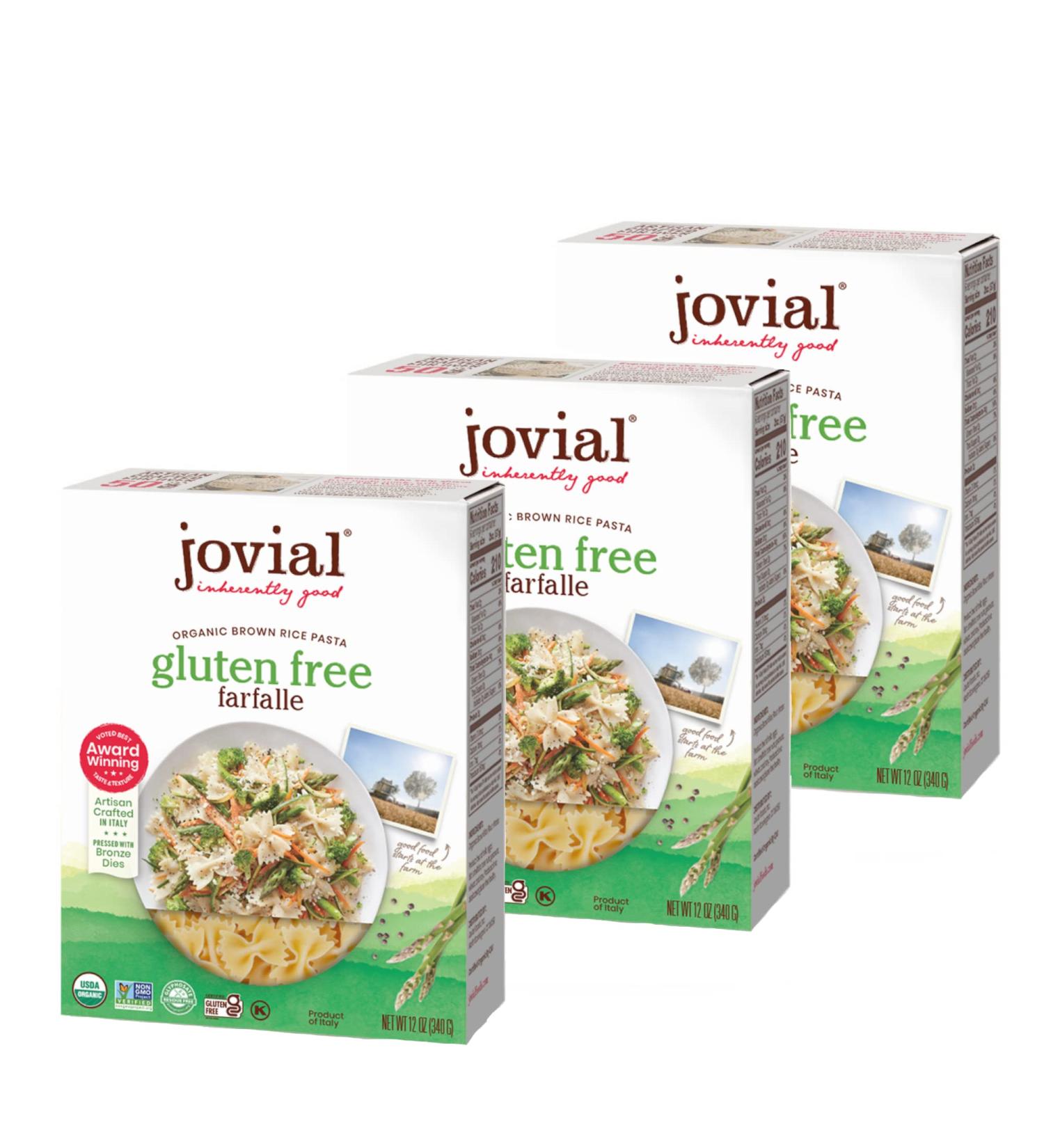 Jovial Foods Organic Brown Rice Farfalle Pasta 12oz - Pack of 3 - Buy Online on GoSupps.com