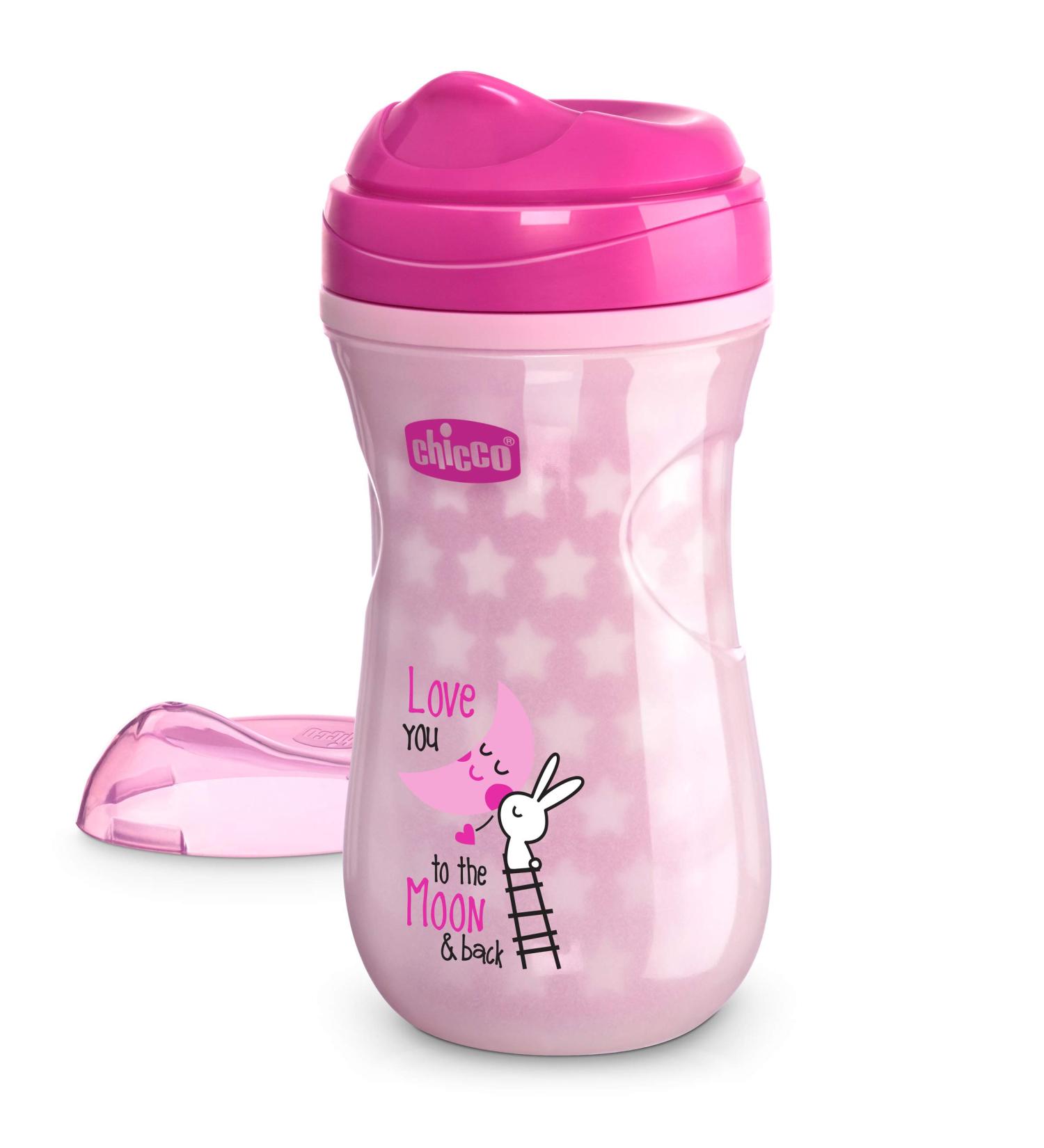Chicco Glow In The Dark Insulated Rim Spout Trainer Sippy Cup 9oz Pink - Spill Free, 12m+ (1pk) - Buy Online on GoSupps.com