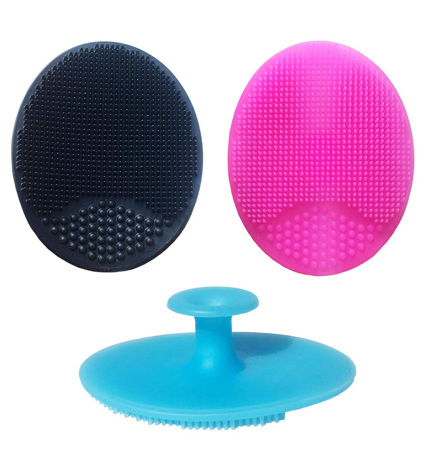Silicone Face Scrubbers Exfoliator Brush & Baby Bath Brush Set - Gentle Facial Cleansing and Baby Cradle Cap Brush - Silicone Massage Brush - 3 Piece Set - Buy Online on GoSupps.com