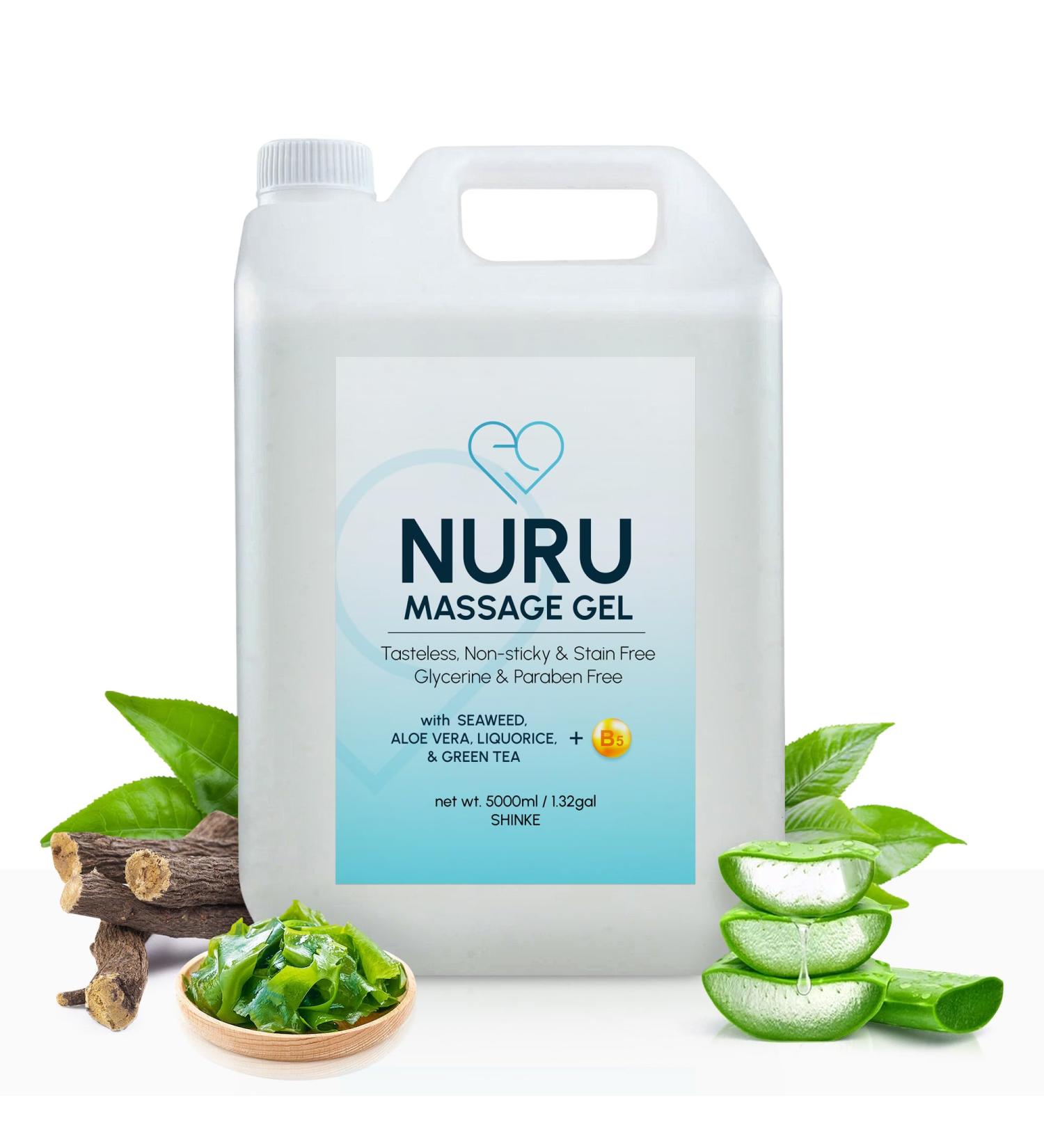Gel de massage Nuru 5000ml | Formul avec des algues naturelles du th vert de l'extrait de r glisse de la vitamine B5 et de l'aloe vera biologique | base d'eau | Sans parab ne ni glyc rine Shinke - (5 000 ml) - Buy Online on GoSupps.com