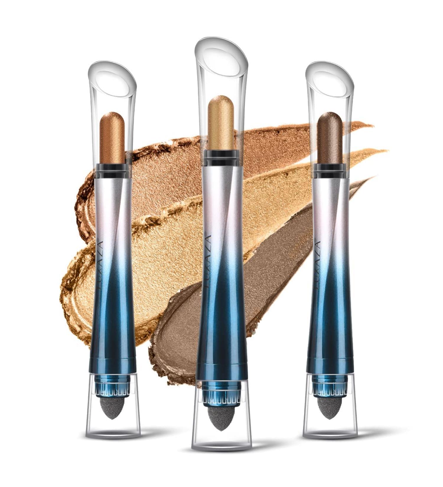 LUXAZA 24H Longwear Cream Eyeshadow Stick Set | Copper Brown Metallic Shimmer | Waterproof & Cruelty-free | Vegan Eye Makeup - 3 PCS - Buy Online on GoSupps.com