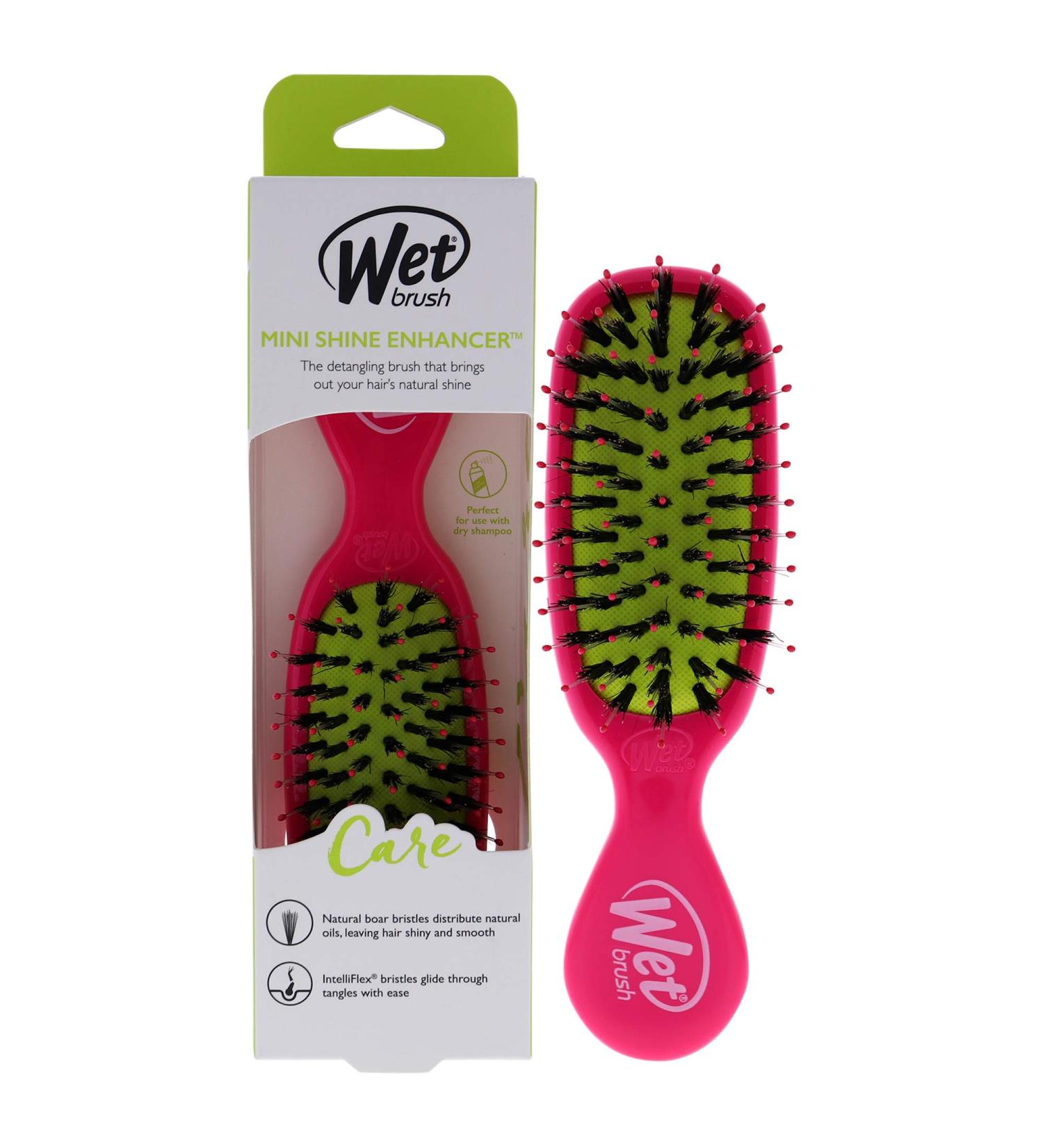 Wet Brush Mini Shine Enhancer Detangler with Boar Bristles - Pink Yellow Travel Comb for All Hair Types - Buy Online on GoSupps.com