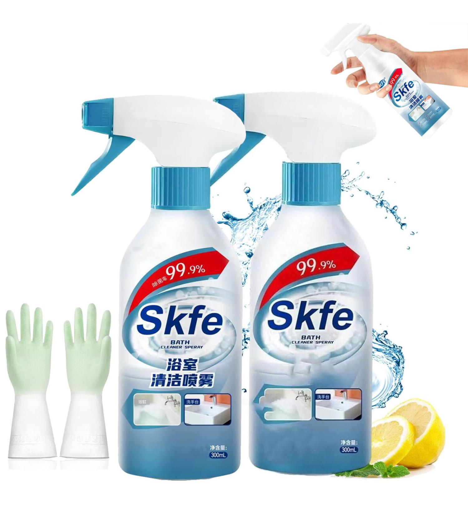 Skfe Bath Cleaner Spray Skfe Bathroom Descaler Cleaner Skfe Bathroom Cleaning Spray Multipurpose Descaler Cleaner Foam for Bathroom for Toilet Bath Shower 2 Bottles - Buy Online on GoSupps.com