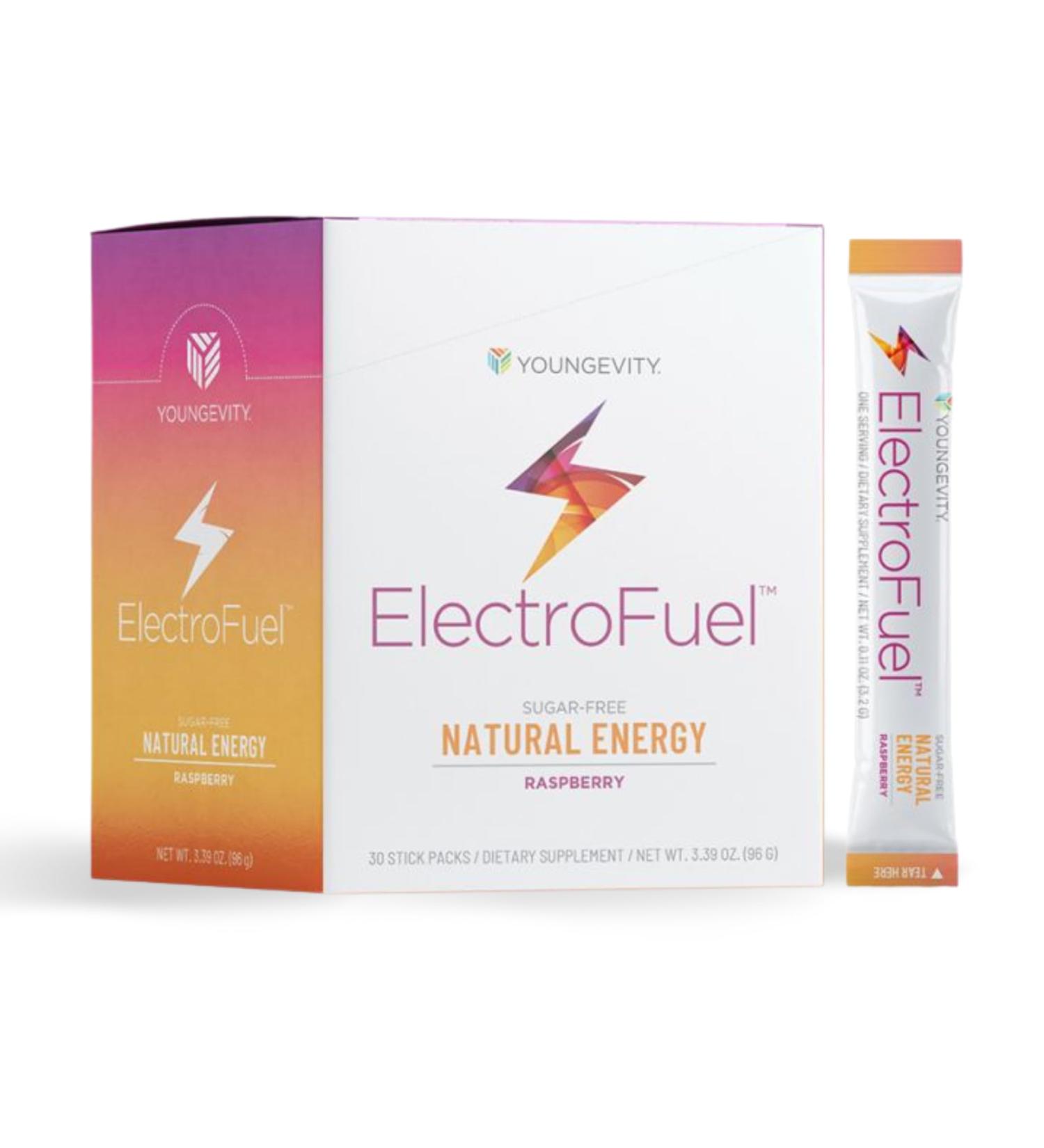 Youngevity ElectroFuel Raspberry - Natural Energy Drink Mix | Electrolyte Powder for Energy & Hydration - 30 Sticks - Buy Online on GoSupps.com