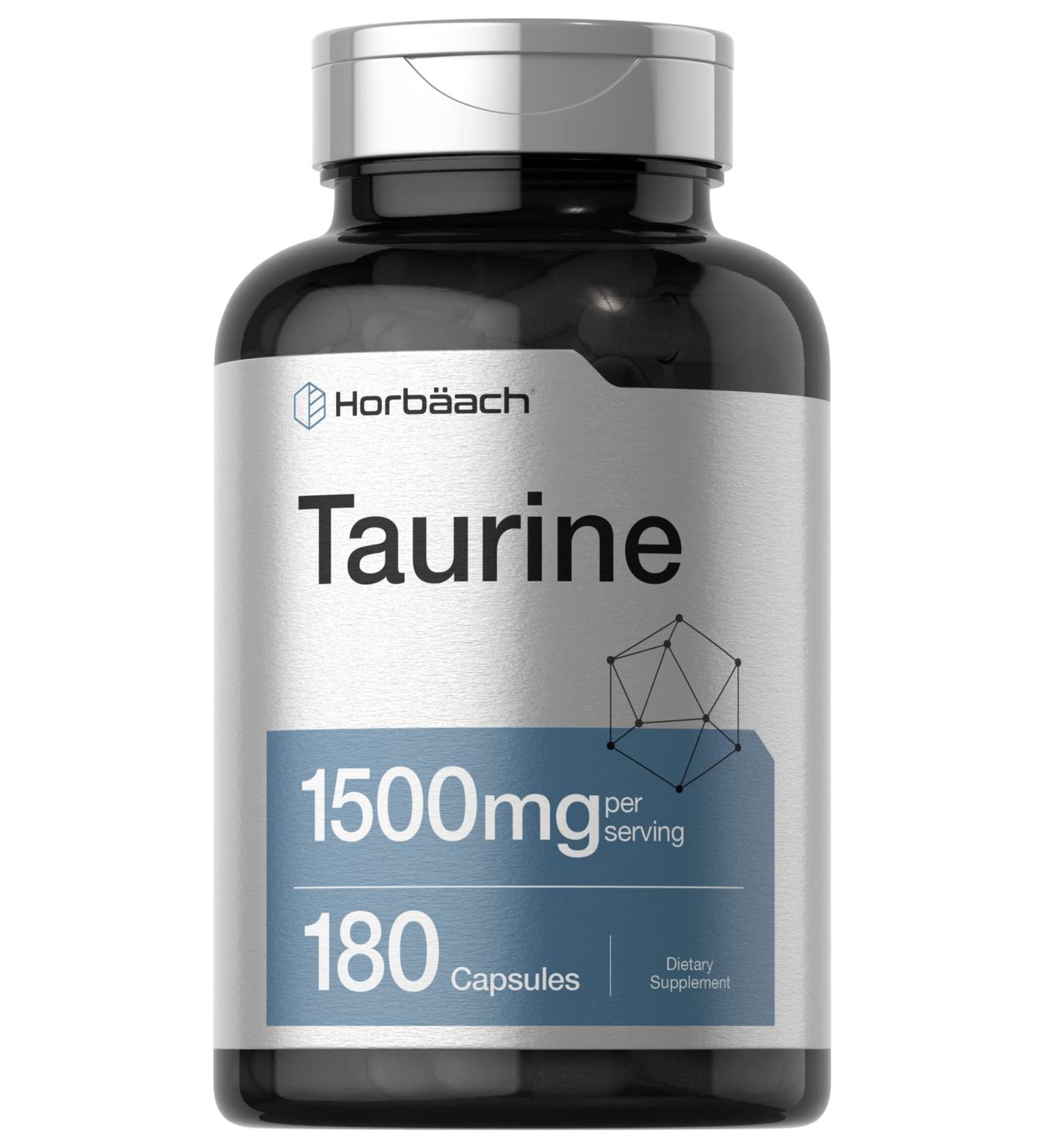 Horb ach Taurine Supplement 1500mg | 180 Capsules | Non-GMO and Gluten Free - Buy Online on GoSupps.com