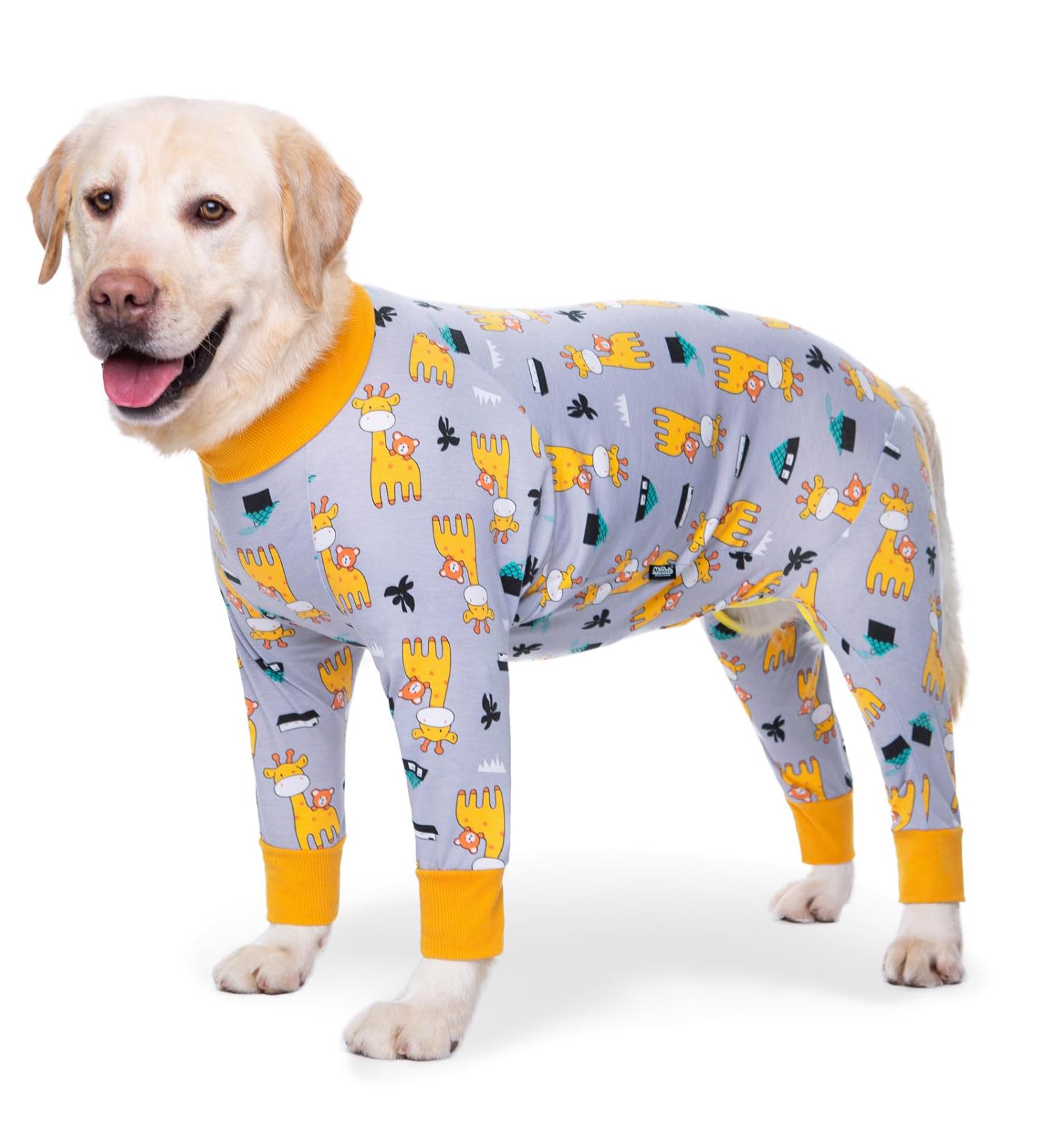 Axcimond Onesie for Dogs After Surgery Dog Recovery Suit Female Male Long Sleeve Dog Pajamas Medium Large Dogs Surgical Recovery Suit Pet Bodysuit Pyjama Chien Operation Dog Cone Collar Alternative 6XL Grey Giraffe - Buy Online on GoSupps.com