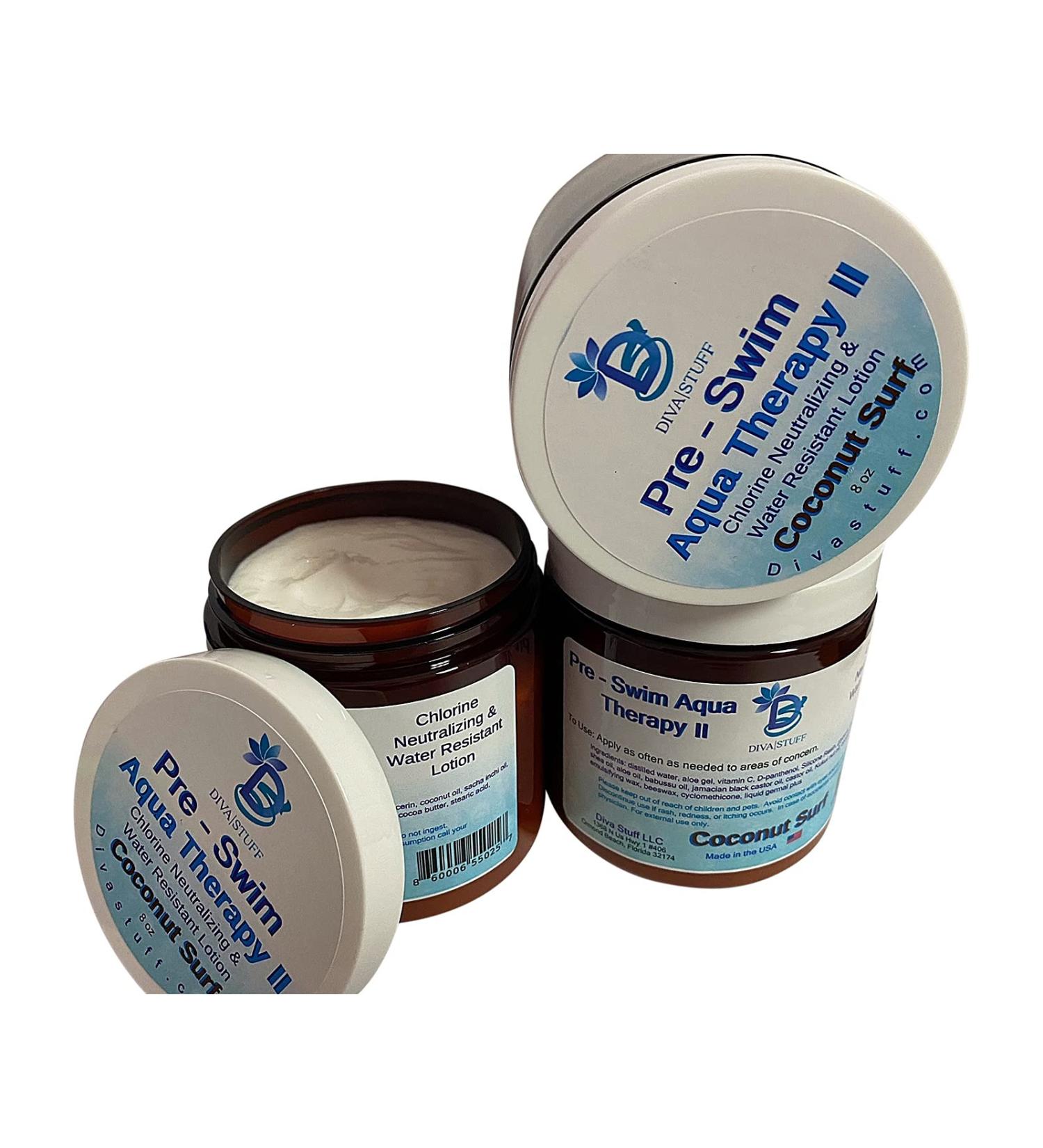 Diva Stuff Pre-Swim Water Resistant Aqua Therapy Chlorine Neutralizing Body Lotion - Coconut (3 Pack) - Buy Online on GoSupps.com