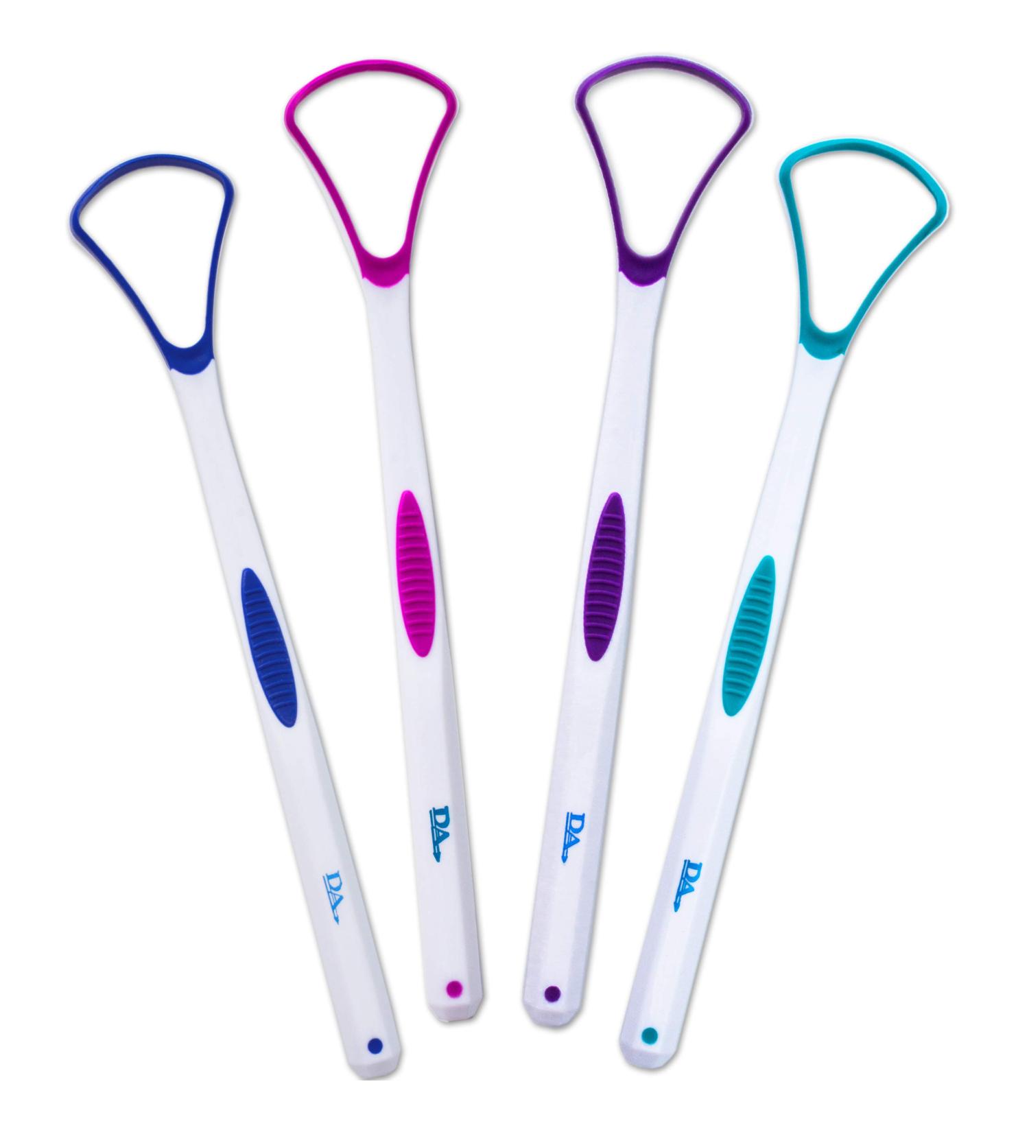 Tongue Scraper Cleaner - Soft Silicone Head (4-Pack) - Gentle Tongue Cleaning Tool - Assorted Colors - Buy Online on GoSupps.com