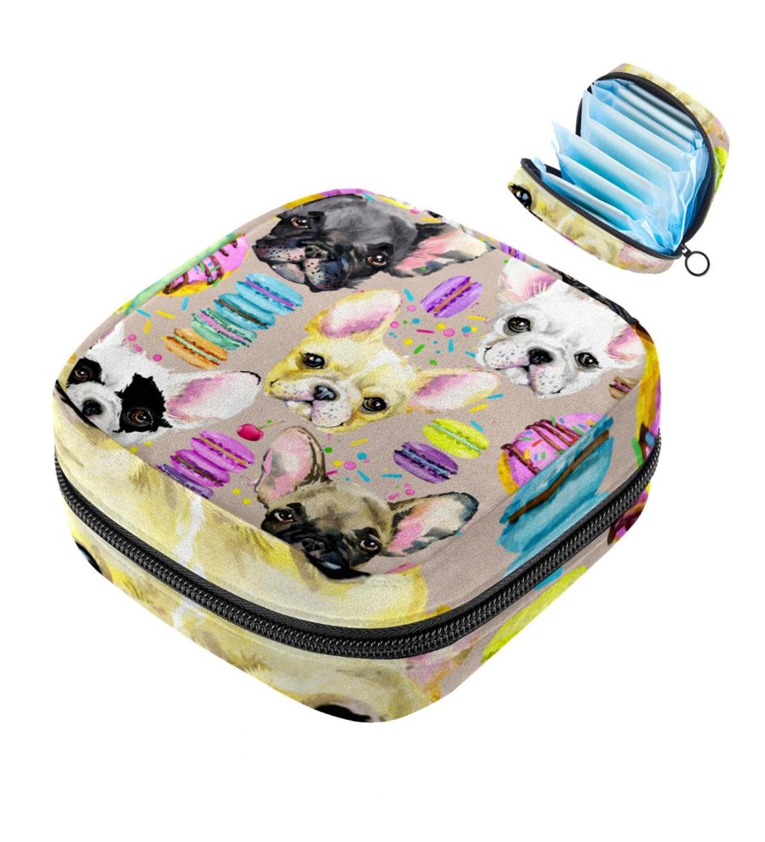 Storage Bags for Women's Bandages & Menstrual Products | French Bulldog Design - Zipper Pocket for Tampons & Insoles - Buy Online on GoSupps.com