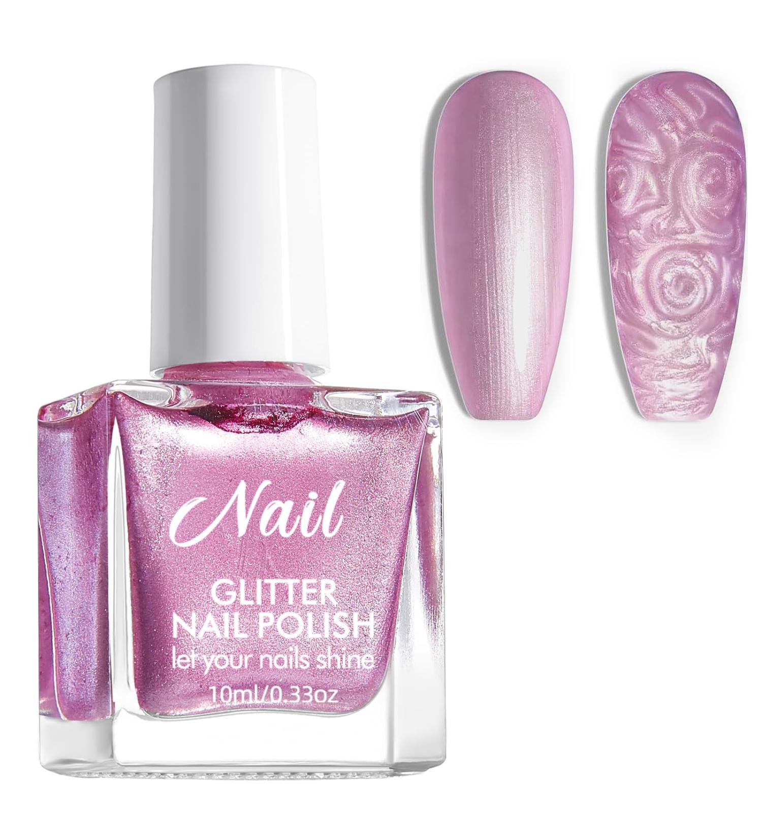 Pearl Nail Polish - Shimmer Pink Nail Varnish Quick Dry - Pearlescent Mermaid Nail Polish - No Bake Breathable Glitter Nail Polish - No Chip Long Last Nail Polish for DIY Nail Art - Buy Online on GoSupps.com