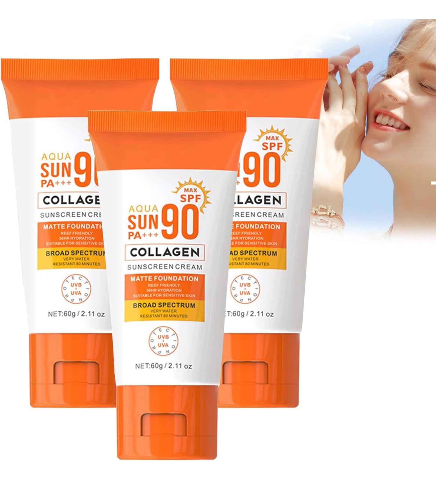 Skincare Coreen Sunscreen Face Cream Spf 90+ Skincare Coreen Sunscreen Skin Sunscreen Repairing Moisturizing Skin Refreshing & Non-Sticky Moisturizing & Anti-Aging & Body Sunscreen (3PC) - Buy Online on GoSupps.com