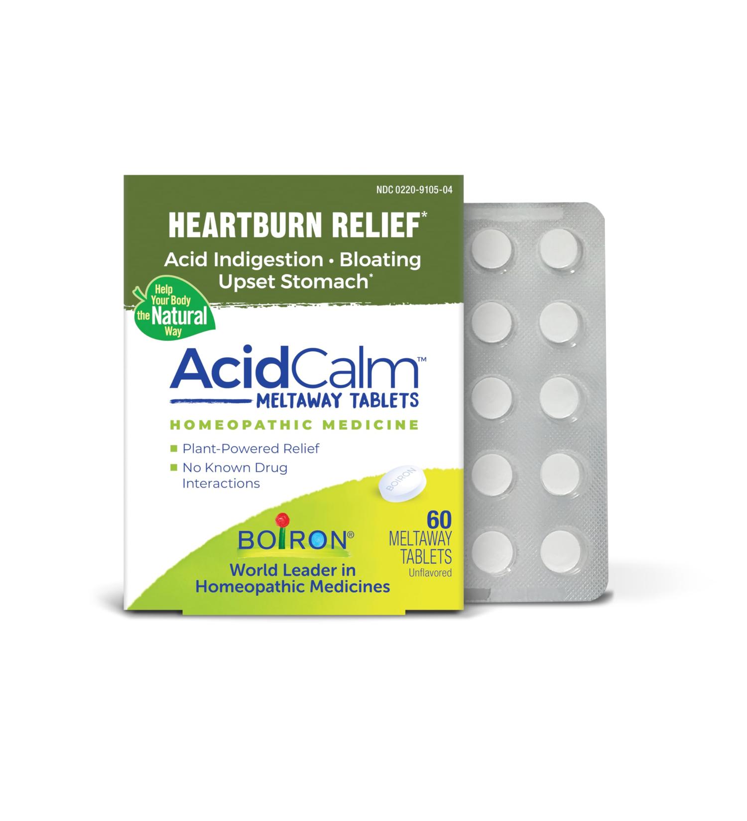 Boiron AcidCalm Tablets for Heartburn Relief Acid Indigestion Bloating and Upset Stomach - 60 Count - Buy Online on GoSupps.com