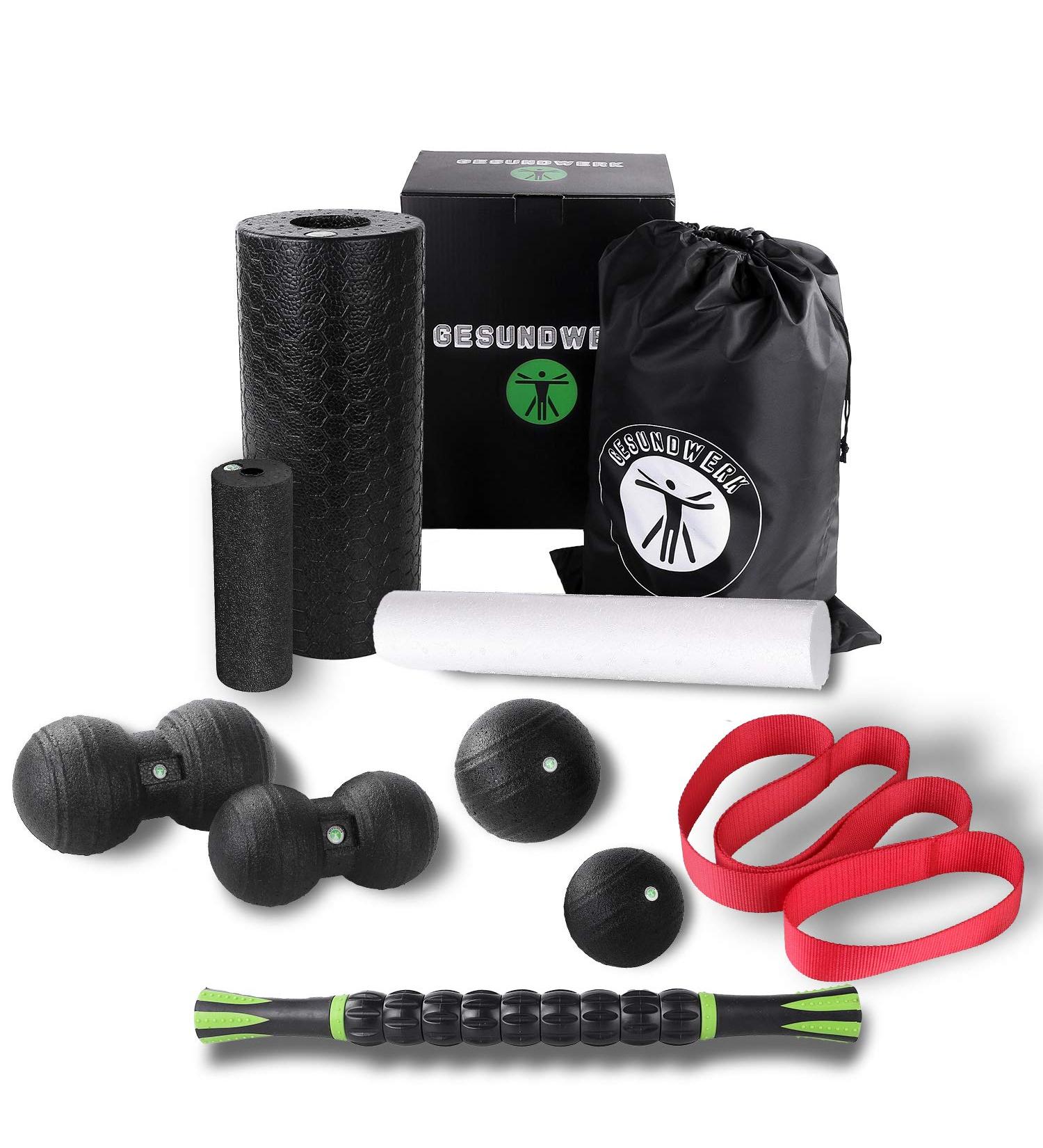 Gesundwerk Fascia Rolls Set - 10-Part Fascia Tools for Back Spine & Neck Massage | International Shipping Available - Buy Online on GoSupps.com