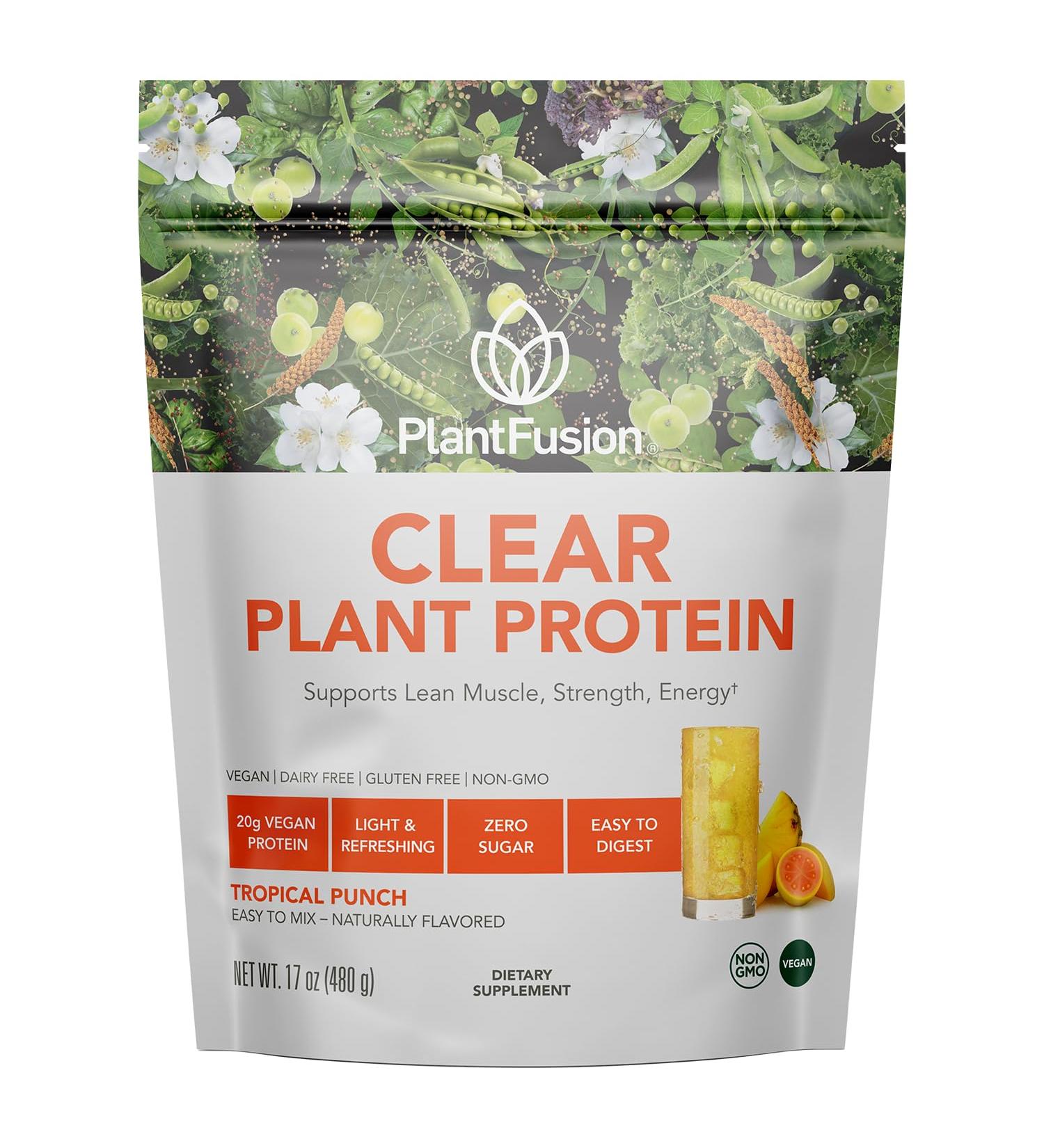 PlantFusion Clear Protein Powder with Pea Protein Peptides - 20g Fast-Absorbing in Water 90 Calories Zero Sugar Premium Alternative to Clear Whey - 16 oz - Buy Online on GoSupps.com
