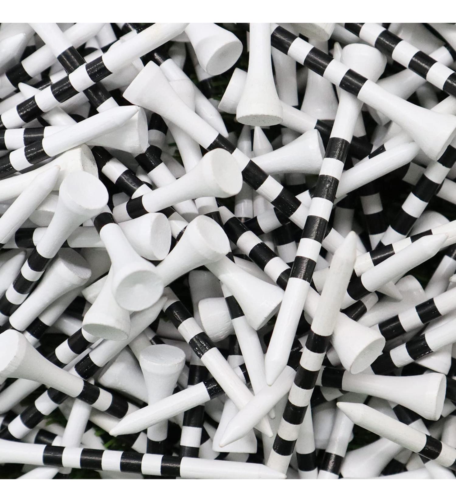 FINGER TEN Golf Tees Wooden Bamboo 3 1/4 & 2 3/4 Inch Durable Biodegradable Colored Tee Pack - 120 Count - White & Black - Buy Online on GoSupps.com