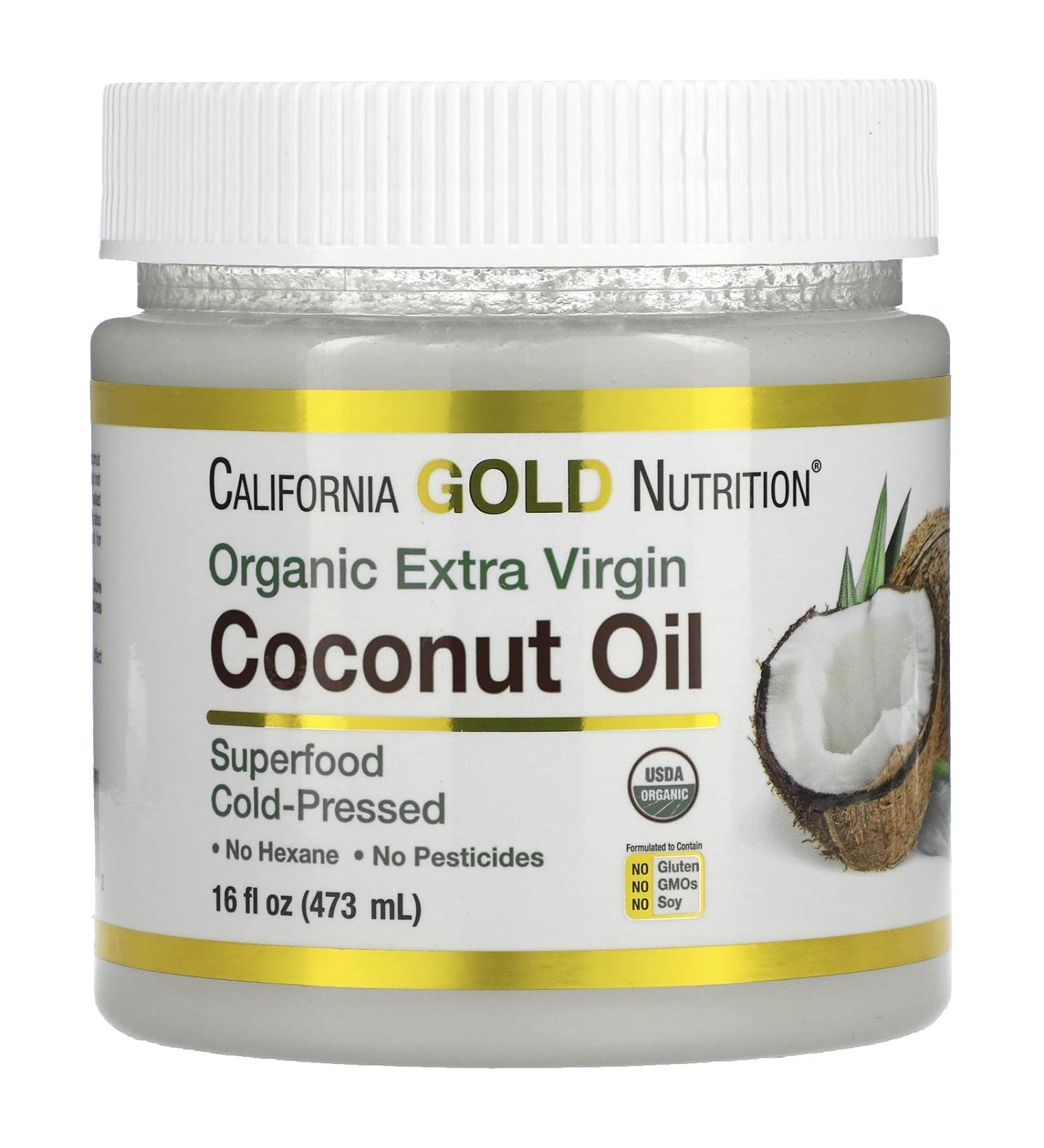 Organic Extra Virgin Coconut Oil 16 fl oz - USDA Certified, Cold-Pressed, Non-GMO - BPA-Free Bottle - Buy Online on GoSupps.com