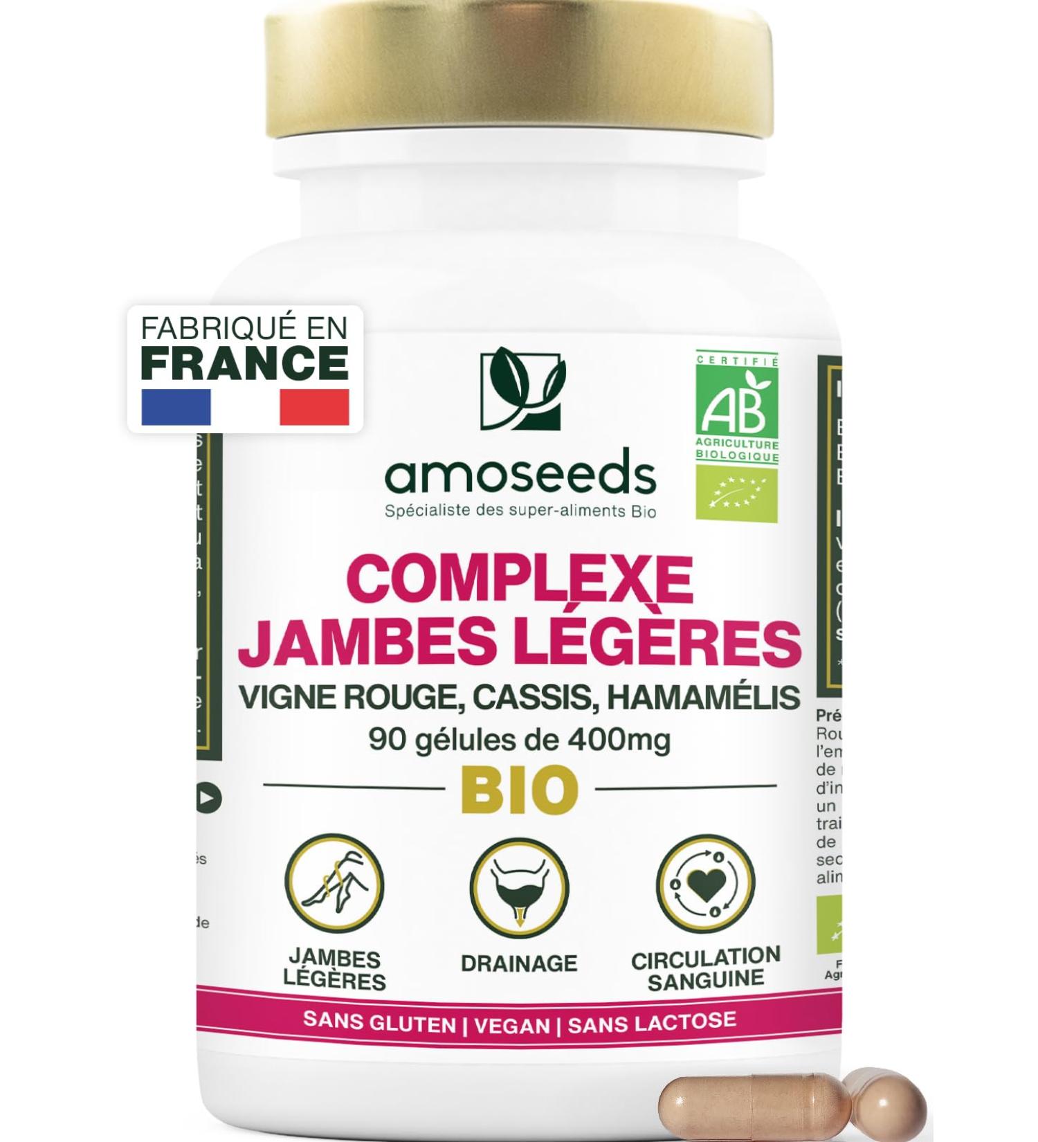 Organic Light Legs | Blood Circulation Drainage Elimination | Red Vine Blackcurrant Witch Hazel | 90 Capsules of 400mg | Top Quality - Buy Online on GoSupps.com