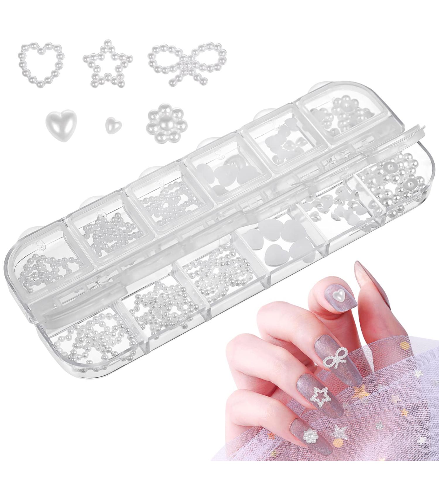 minkissy 1 Box Nail Decoration Lapidary Supplies Manicure Decor Nail Art Decoration Nail Charms Nail Art Supplies Nail Art Charms Nail Art Accessories Ornament Pearl False Nails White Flat - Buy Online on GoSupps.com