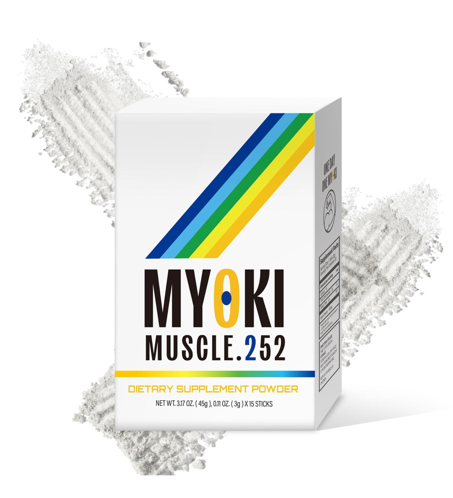MYOKI Muscle Support Powder (0.1 oz / 3 g Stick Packs 15 Count) Science Backed Supplement for Lean Muscle Strength & Mobility Novel Formula for Muscle Health & Loss Support - Buy Online on GoSupps.com