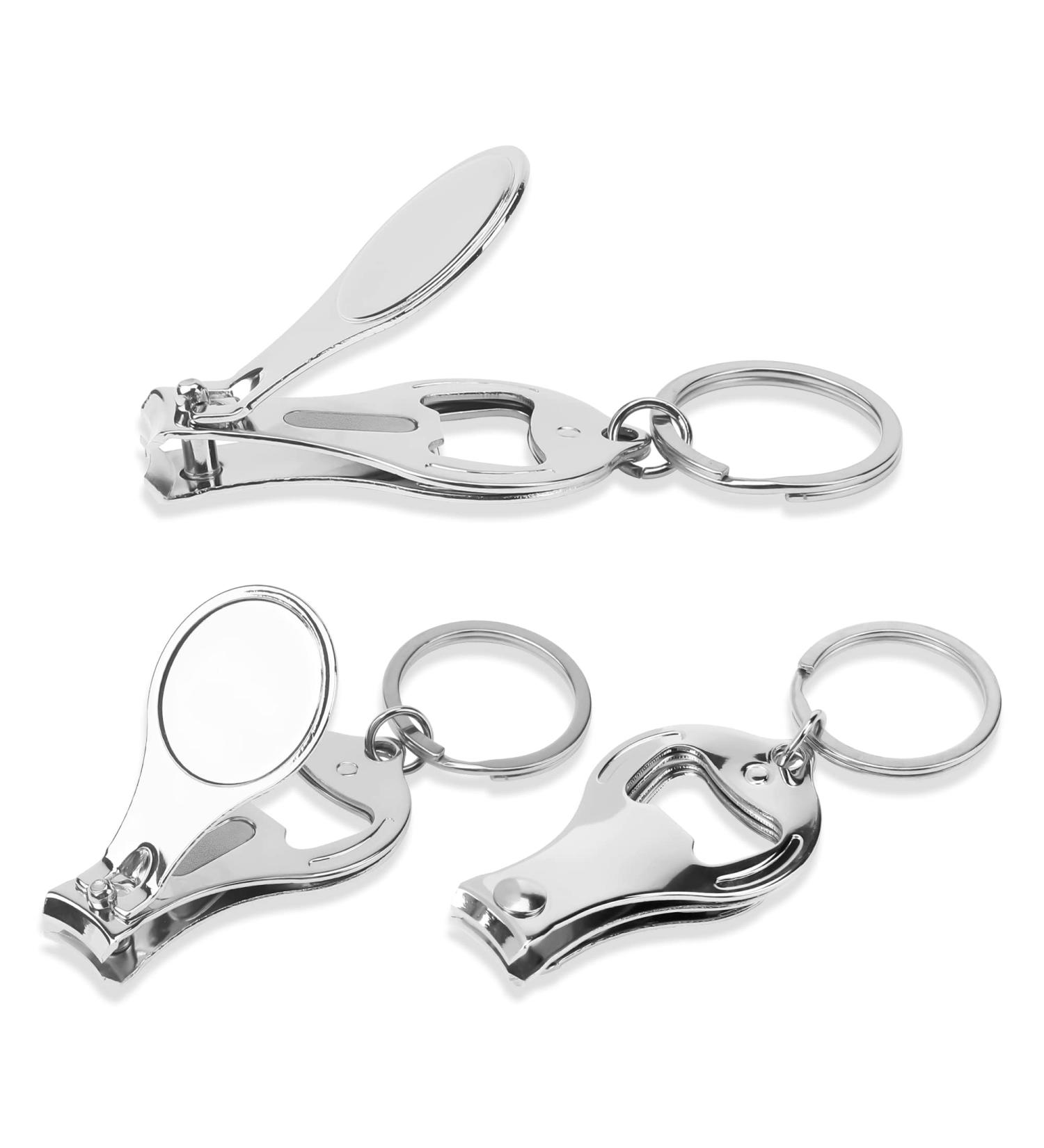 WSERE 3 Pack 3-in-1 Nail Clippers Bottle Opener Keychain - Stainless Steel Nail Trimmer Cutter for Toenail and Fingernail - Buy Online on GoSupps.com