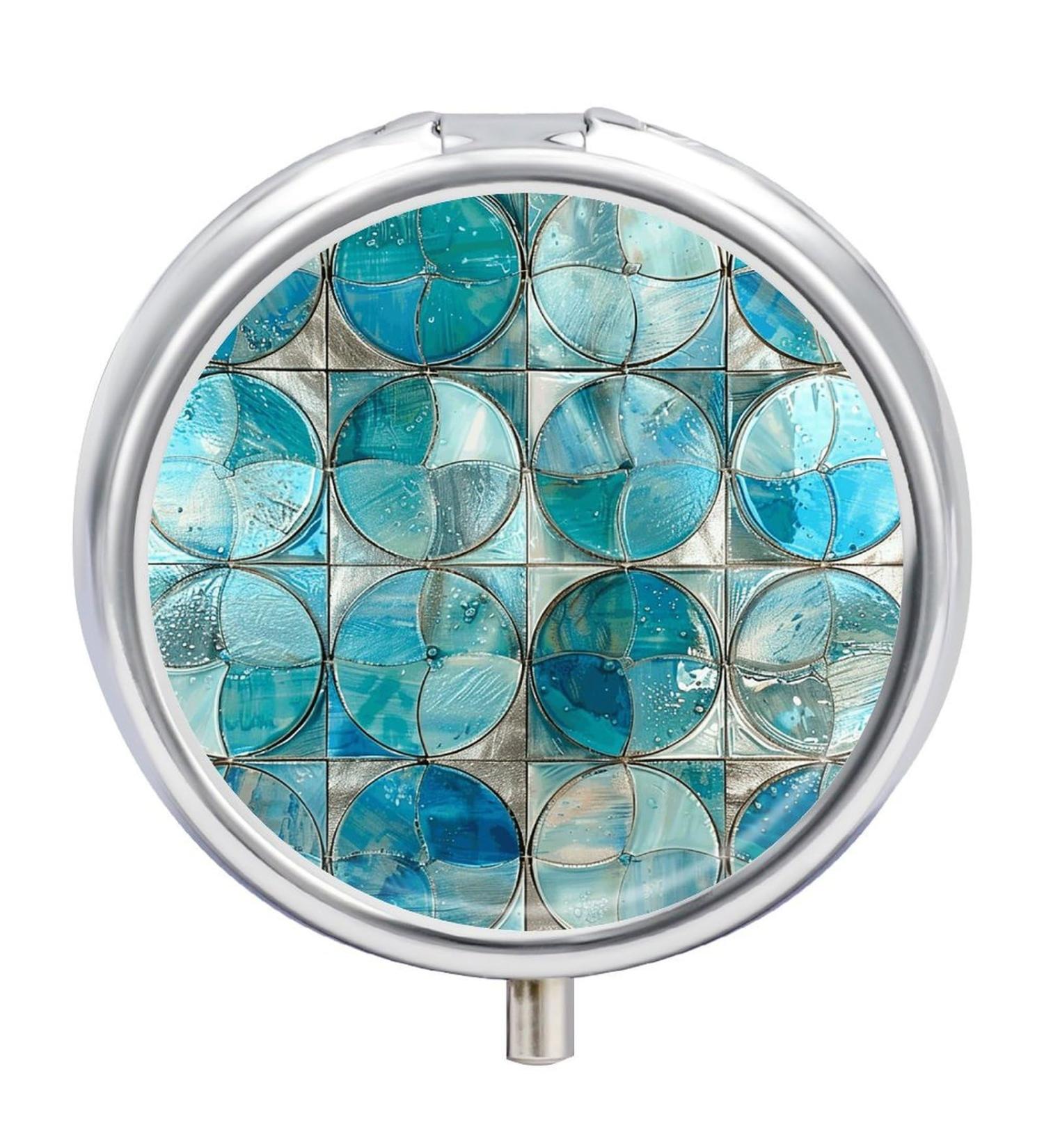 Buy Portable 3 Compartment Pill Box - Travel Medicine Organizer with Silver Lines | Compact Round Pill Case for Purse & Pocket - Buy Online on GoSupps.com