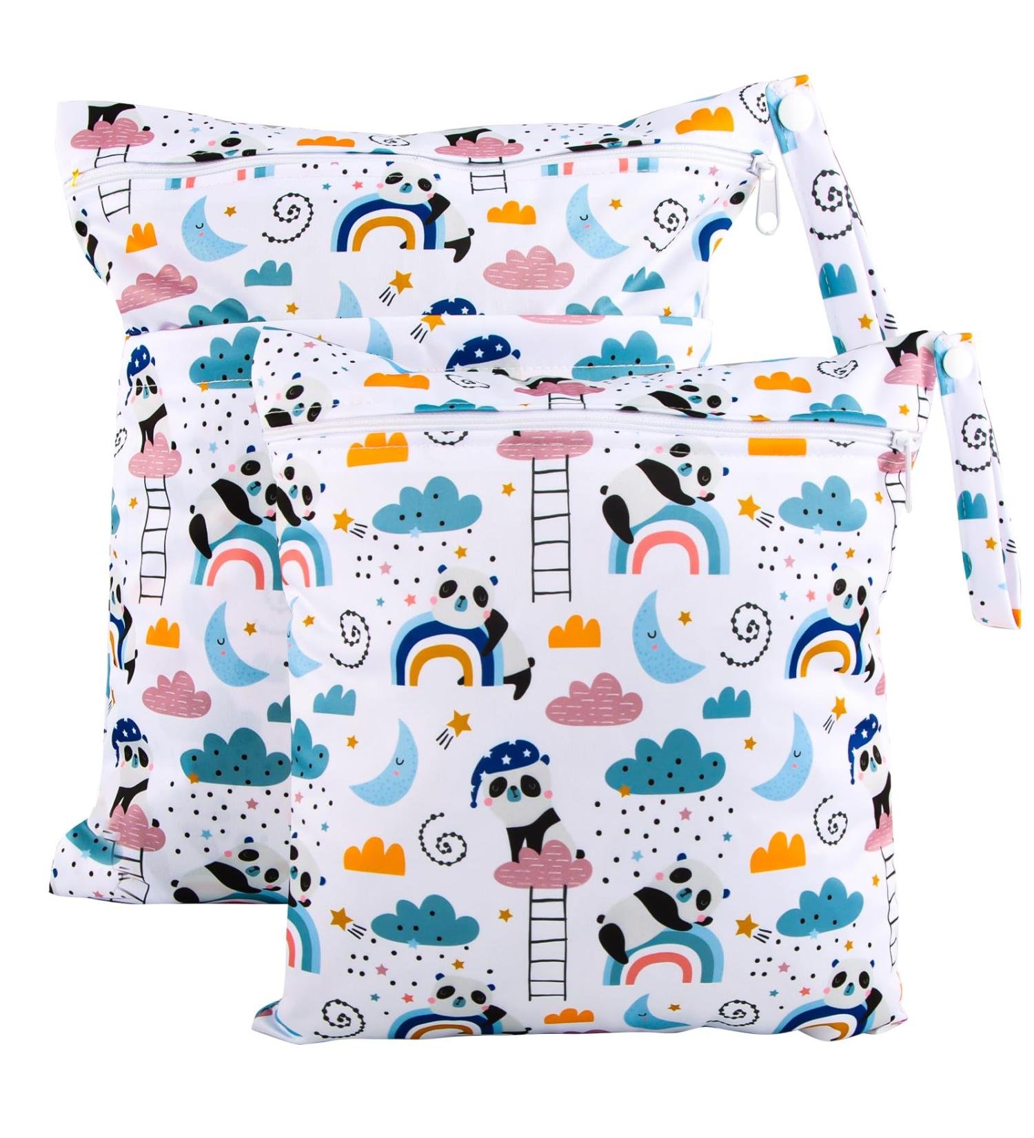 Darryy Naspocket Kindergarten Wetbag Set | Waterproof Washable Diaper Bag & Cloth Diapers | Panda Design for Kids - Buy Online on GoSupps.com