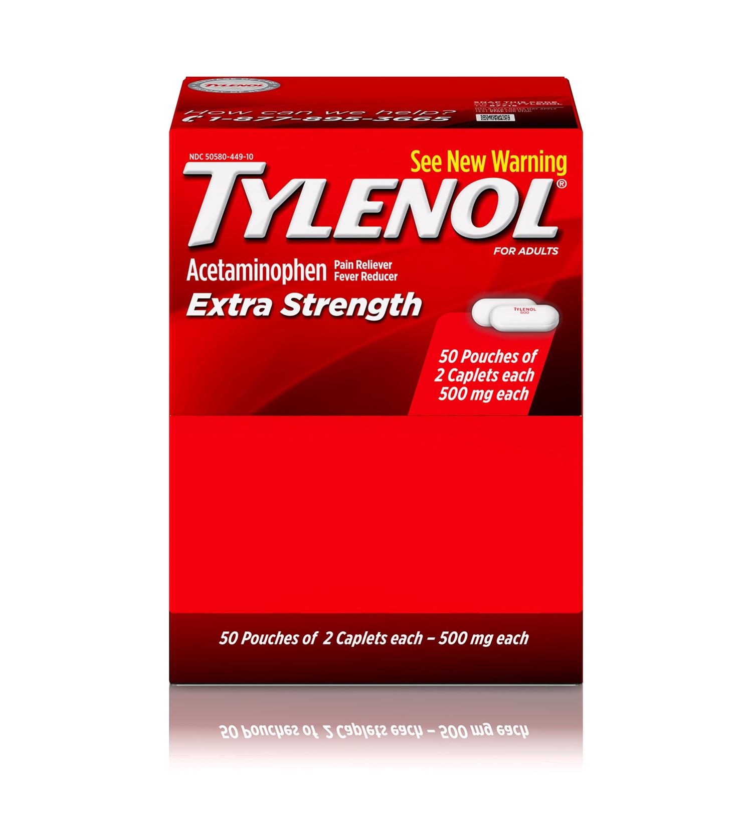 Tylenol Extra Strength Caplets 2-Pack | 100 ct | Pain Reliever & Fever Reducer - Buy Online on GoSupps.com