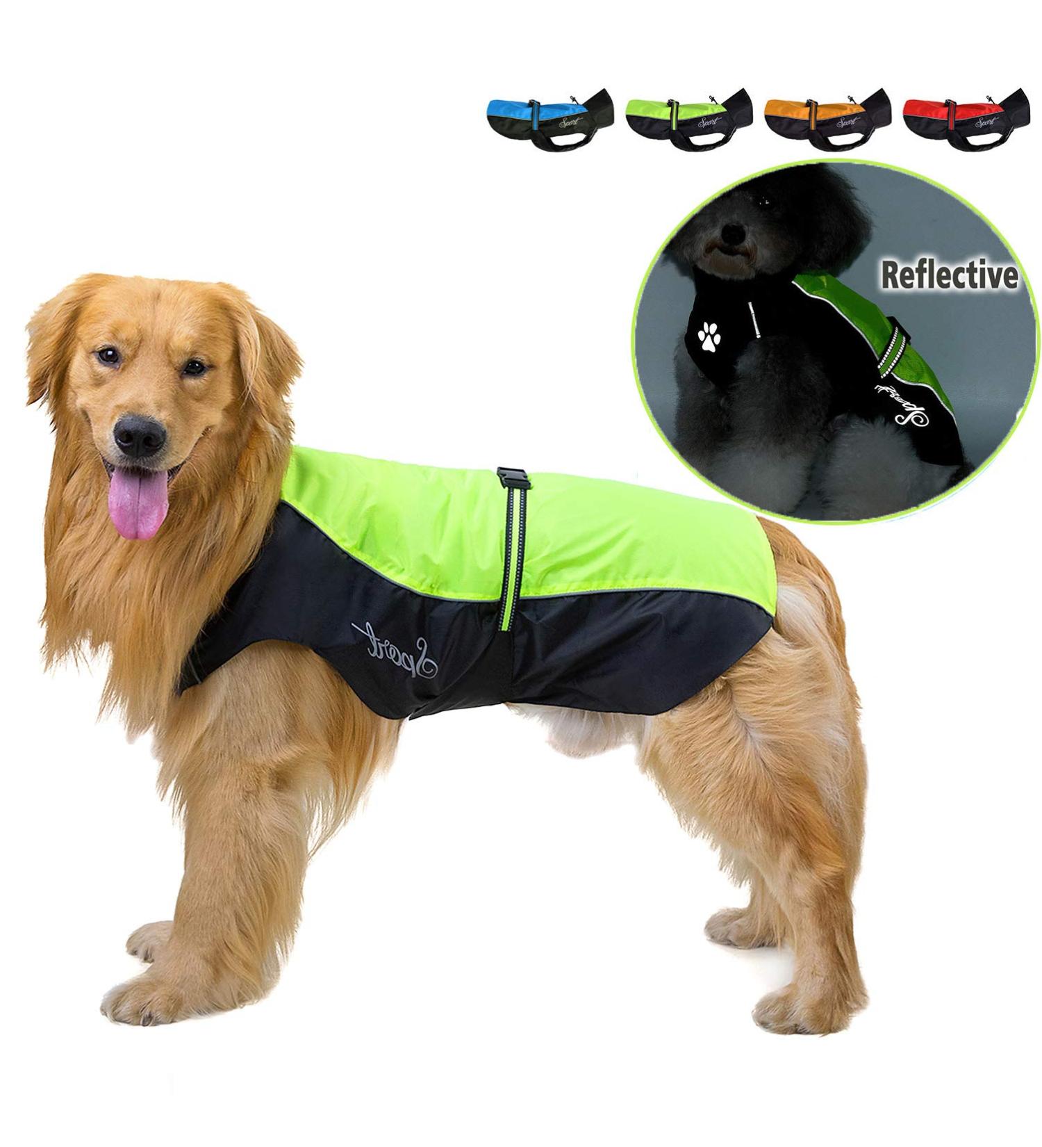 Ranphy Waterproof Dog Rain Coat for Medium & Large Dogs | Reflective Breathable Ultra-Light Jacket with Abdominal Protection | Perfect for Dachshunds & Labradors | Green 8XL (90cm Chest Size) - Buy Online on GoSupps.com