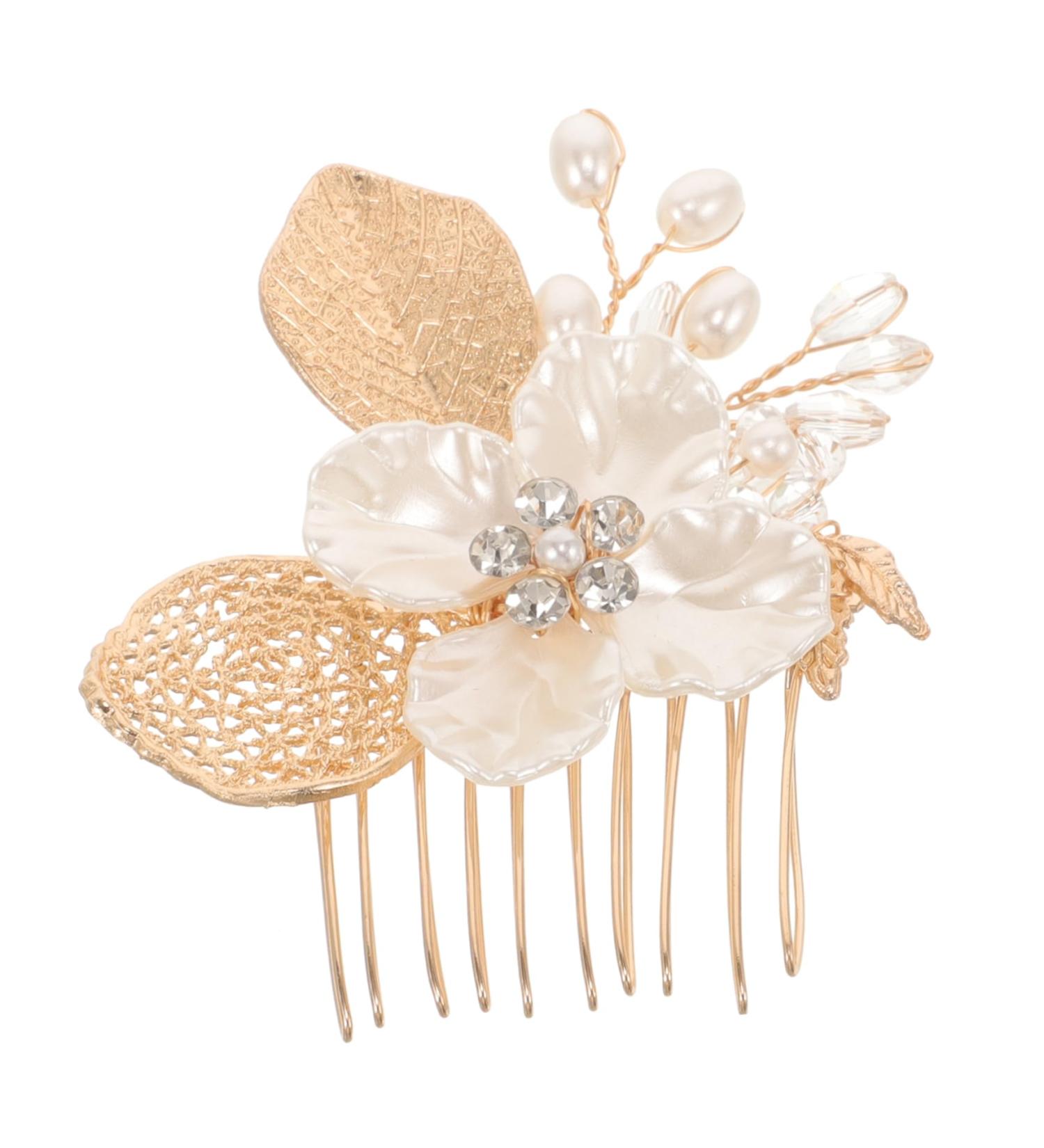 Beatifufu Gold Leaf Side Comb Bridal Hair Accessory Hair Accessories for Hair Comb for Womens Headpiece Bride Headpieces for Wedding Hair Comb Clip Wedding Bride Headpiece - Buy Online on GoSupps.com