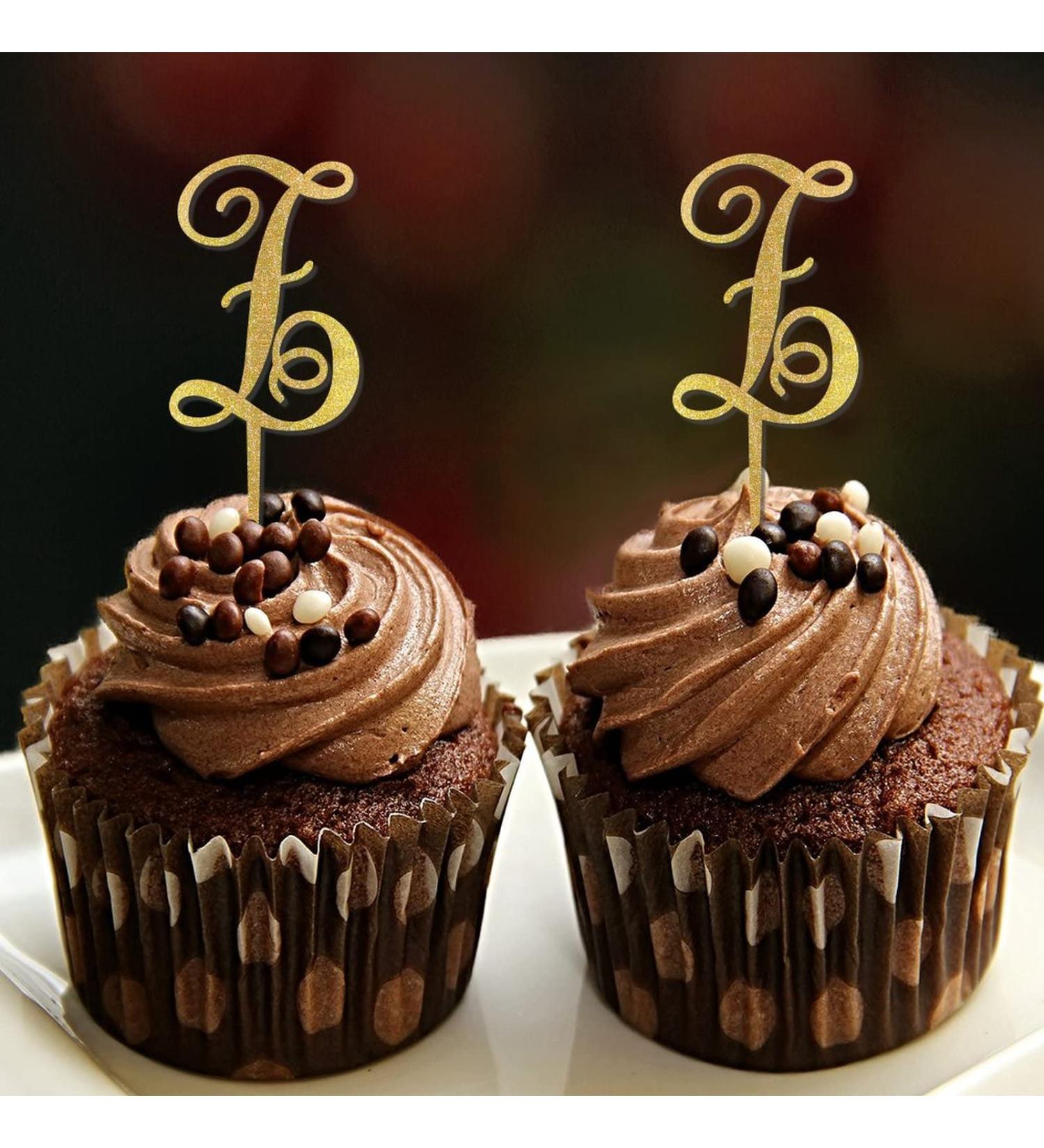 Initial Z Cupcake Toppers Single Letter Monogram Name For Wedding Engagement Party Favors Retro Reusable Laurel Wreath Custom Any Initial Engagement Gifts 6PCS Style-9 - Buy Online on GoSupps.com