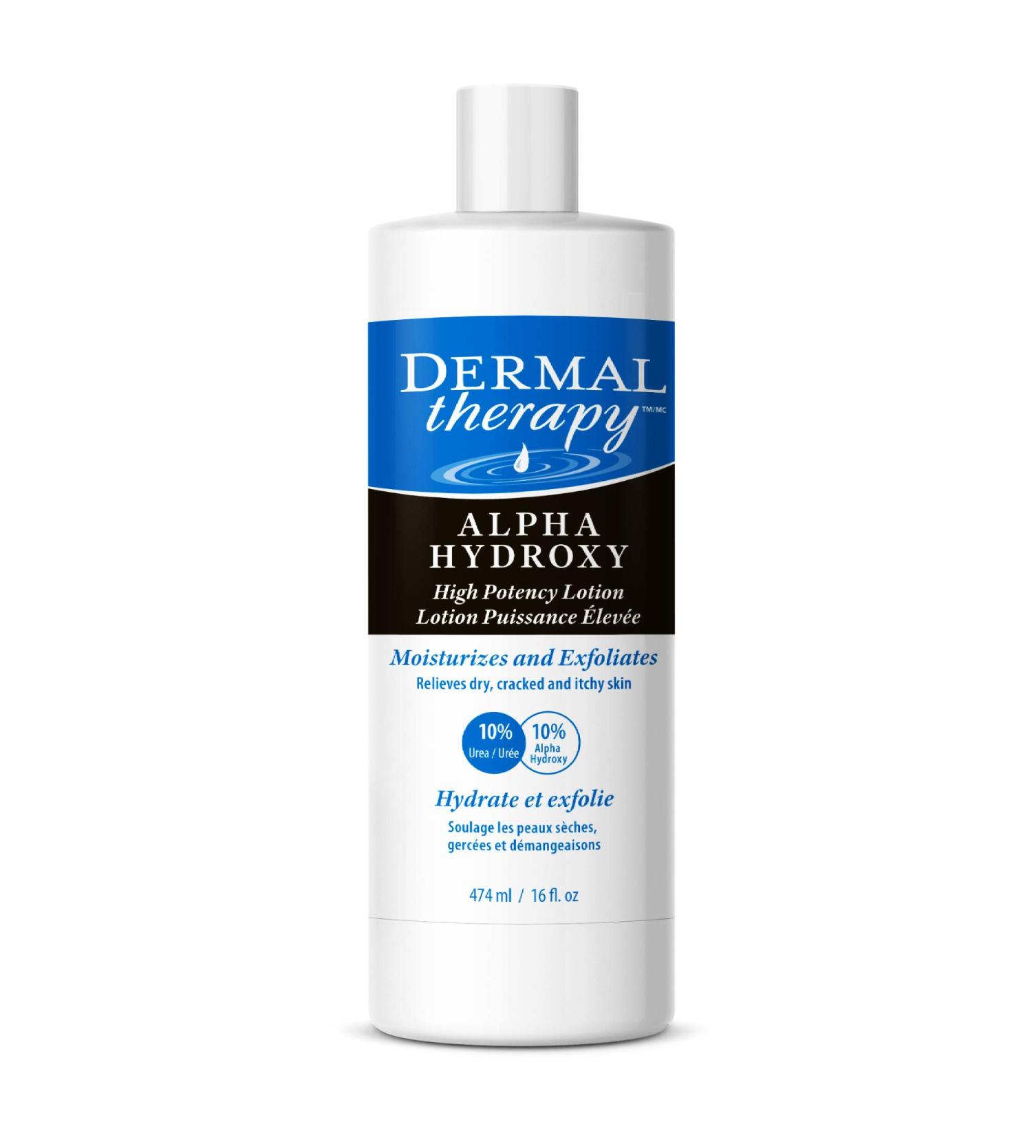 Dermal Therapy Alpha Hydroxy High Potency Lotion - 10% Urea & 10% Lactic Acid | Moisturizing Exfoliating Treatment for Scaly, Flaky Dry Skin | 16 fl. oz - Buy Online on GoSupps.com