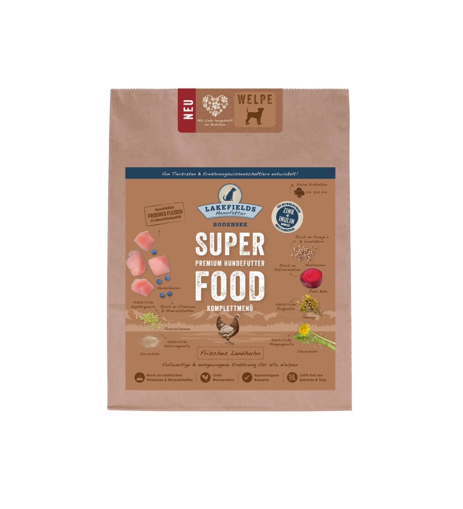 Lakefields Premium Superfood Chicken for Puppies, Dry Food Sensation for Your Dog, Size: 3 x 1kg