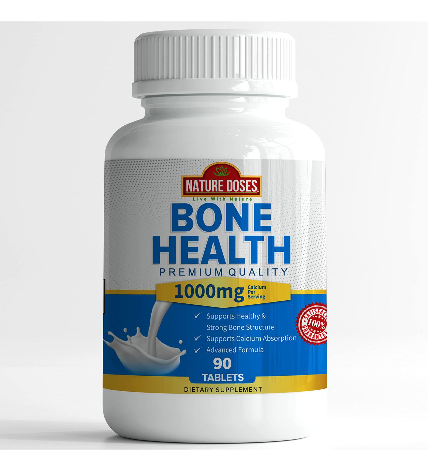 Nature Doses Bone Health Supplement - Supports Strong Bone Structure & Calcium Absorption - 90 Tablets - Buy Online on GoSupps.com