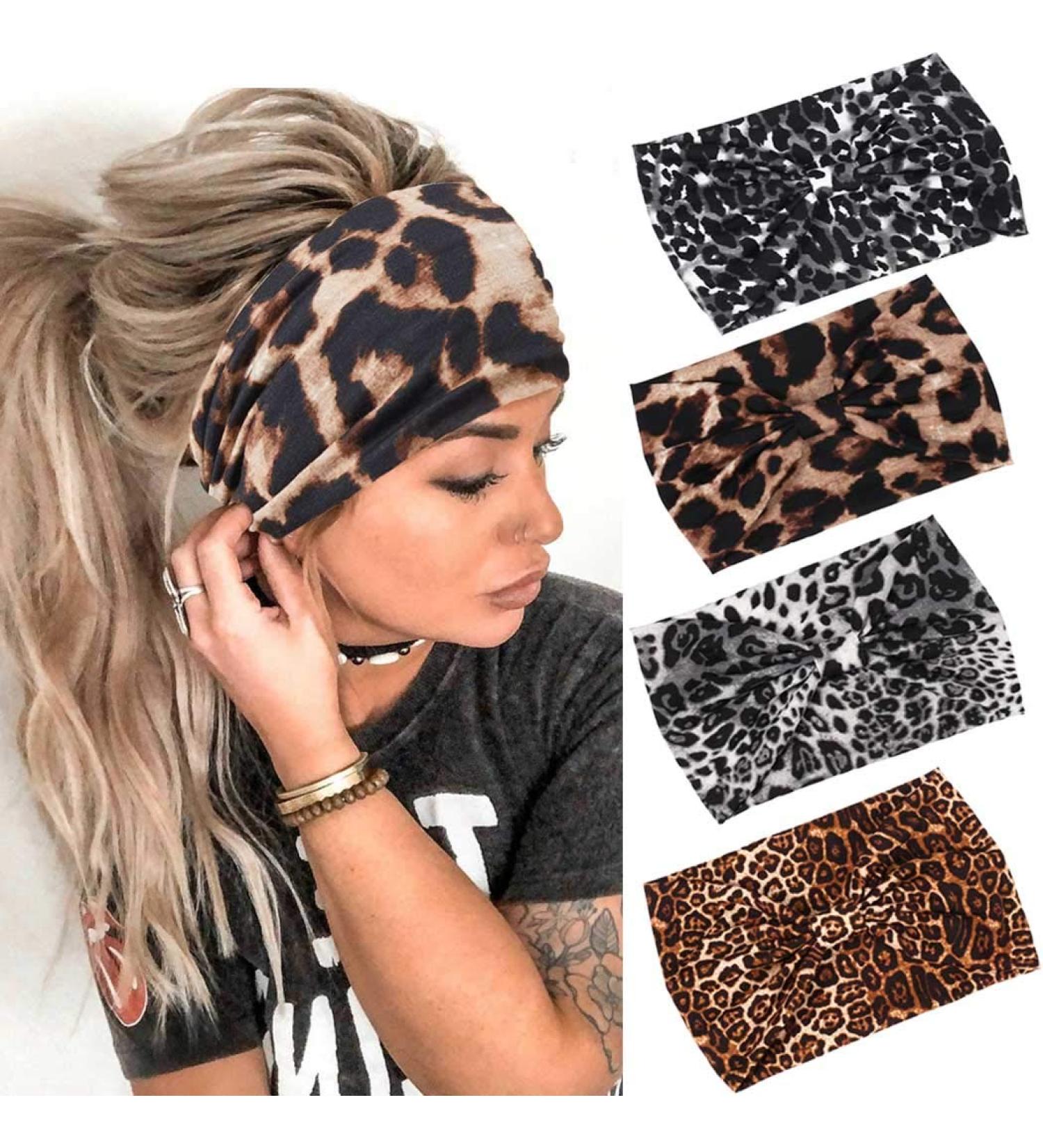 GORTIN Boho Headbands - Pack of 4 Black Leopard Yoga Sweatbands for Women and Girls - Buy Online on GoSupps.com