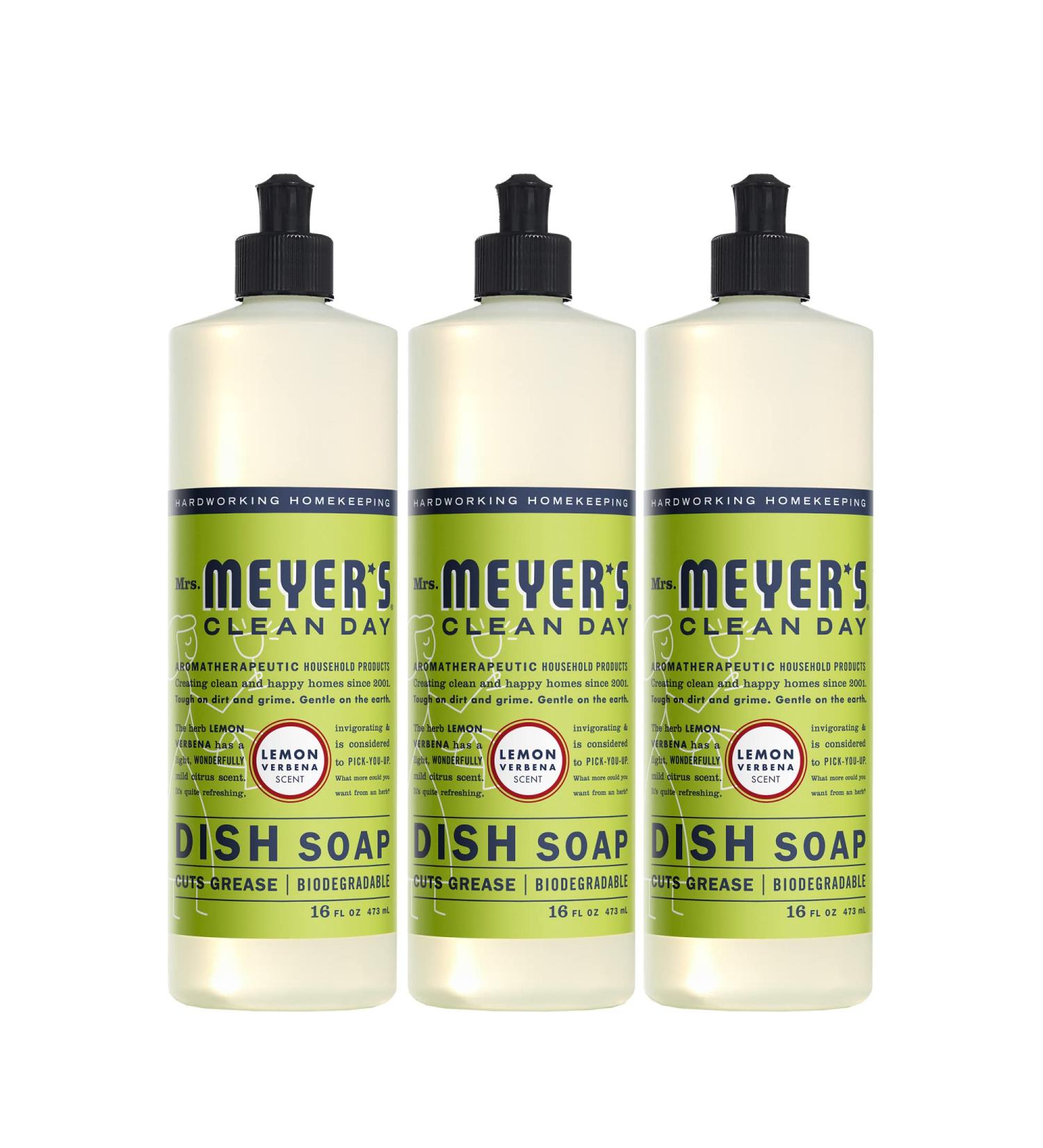 Mrs. Meyer's Liquid Dish Soap - Biodegradable Lemon Verbena, 16 fl oz (Pack of 3) - Buy Online on GoSupps.com
