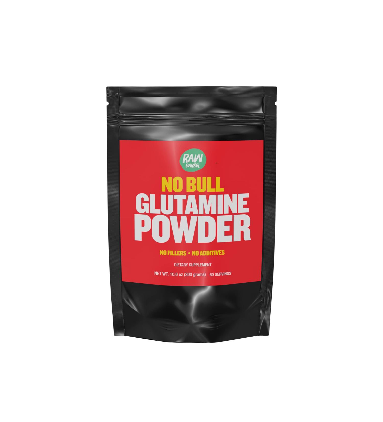 Glutamine Powder 300g - Pure Unflavored Micronized L-Glutamine Supplement - Vegan & Gluten Free | Raw Barrel - Buy Online on GoSupps.com