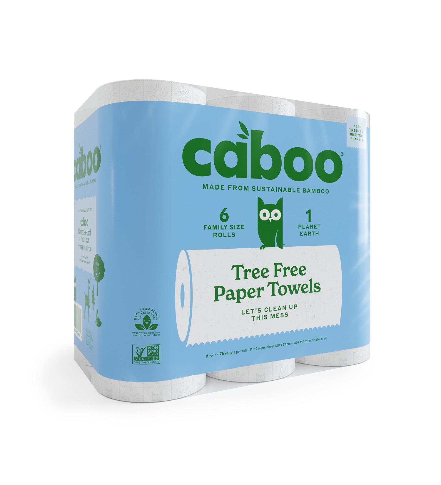 Caboo Tree Free Bamboo Paper Towels - Earth Friendly Sustainable Kitchen Paper Towels - 6 Rolls, 2 Ply Sheets - 6 Count - Buy Online on GoSupps.com